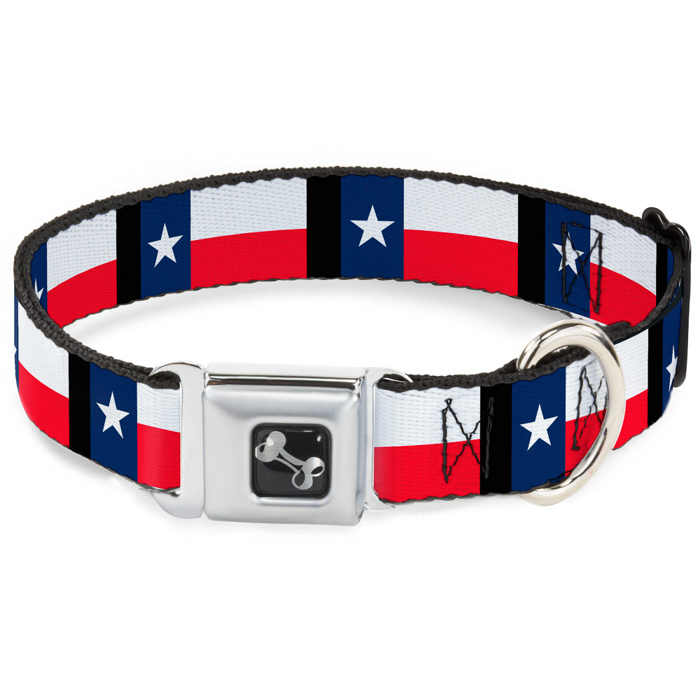 Dog Bone Seatbelt Buckle Collar - Texas Flag/Black Seatbelt Buckle Collars Buckle-Down
