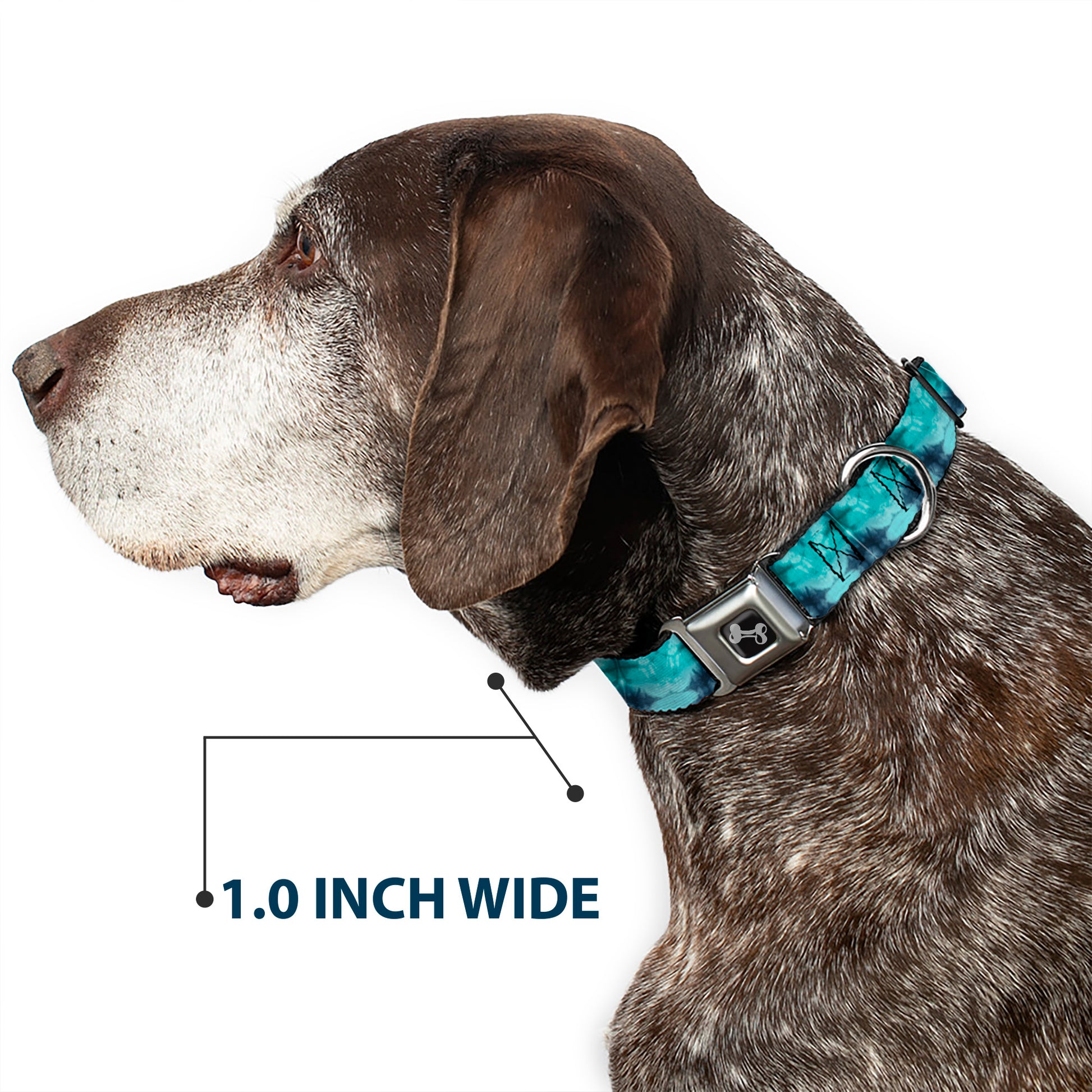 Dog Bone Seatbelt Buckle Collar - Tie Dye Reflection Turquoise Blues Seatbelt Buckle Collars Buckle-Down