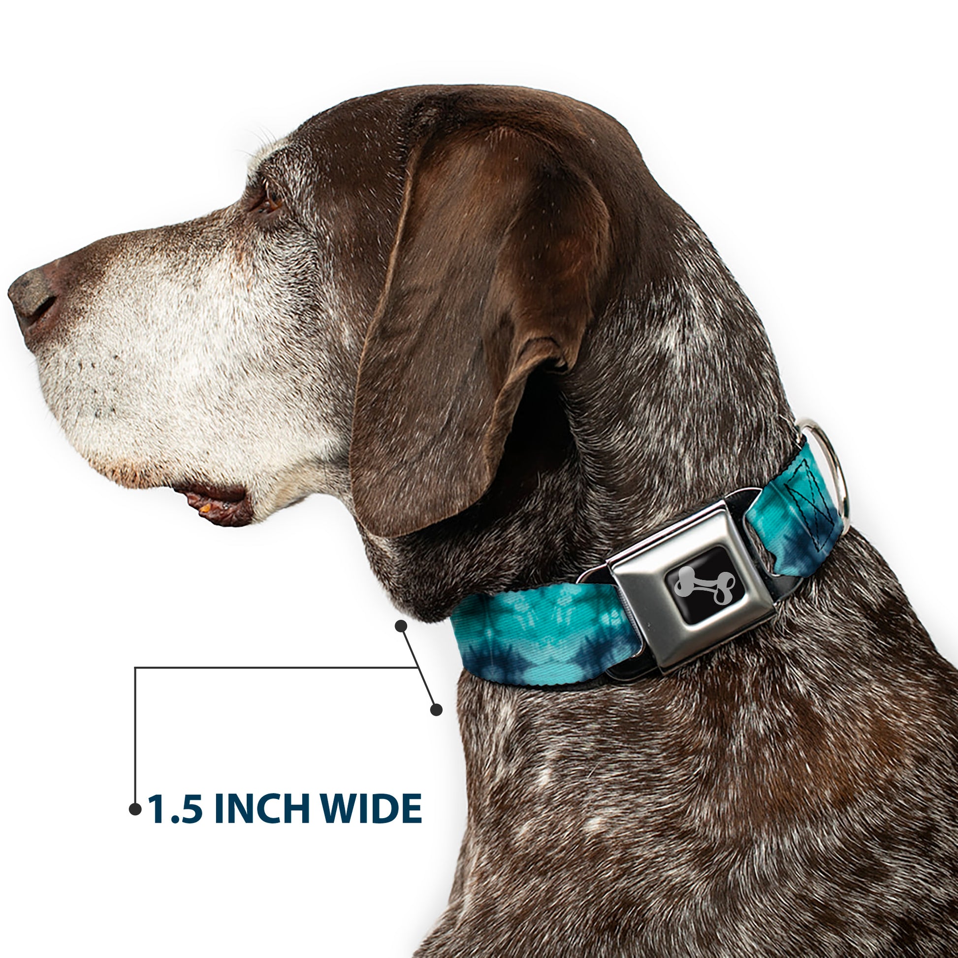Dog Bone Seatbelt Buckle Collar - Tie Dye Reflection Turquoise Blues Seatbelt Buckle Collars Buckle-Down