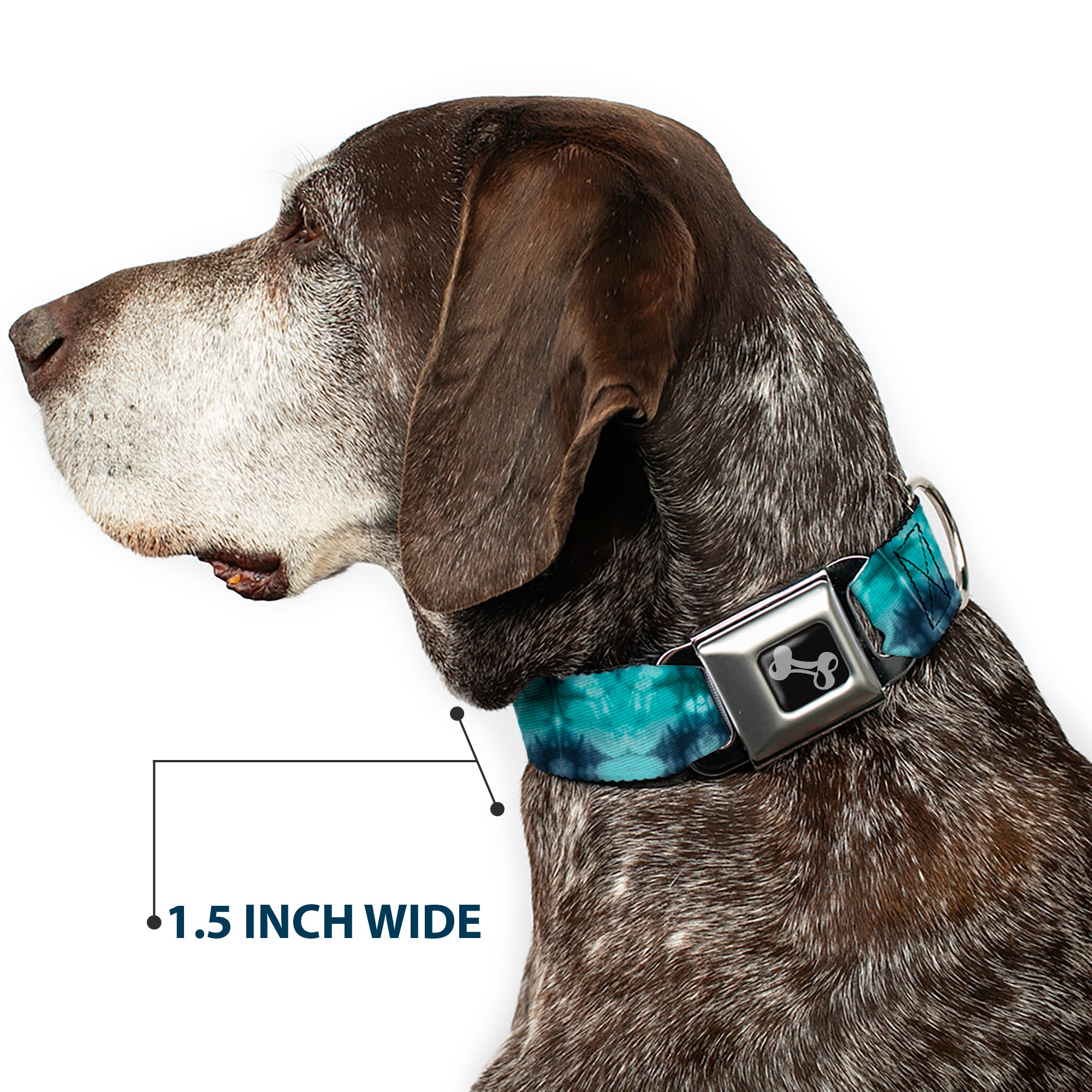 Dog Bone Seatbelt Buckle Collar - Tie Dye Reflection Turquoise Blues Seatbelt Buckle Collars Buckle-Down