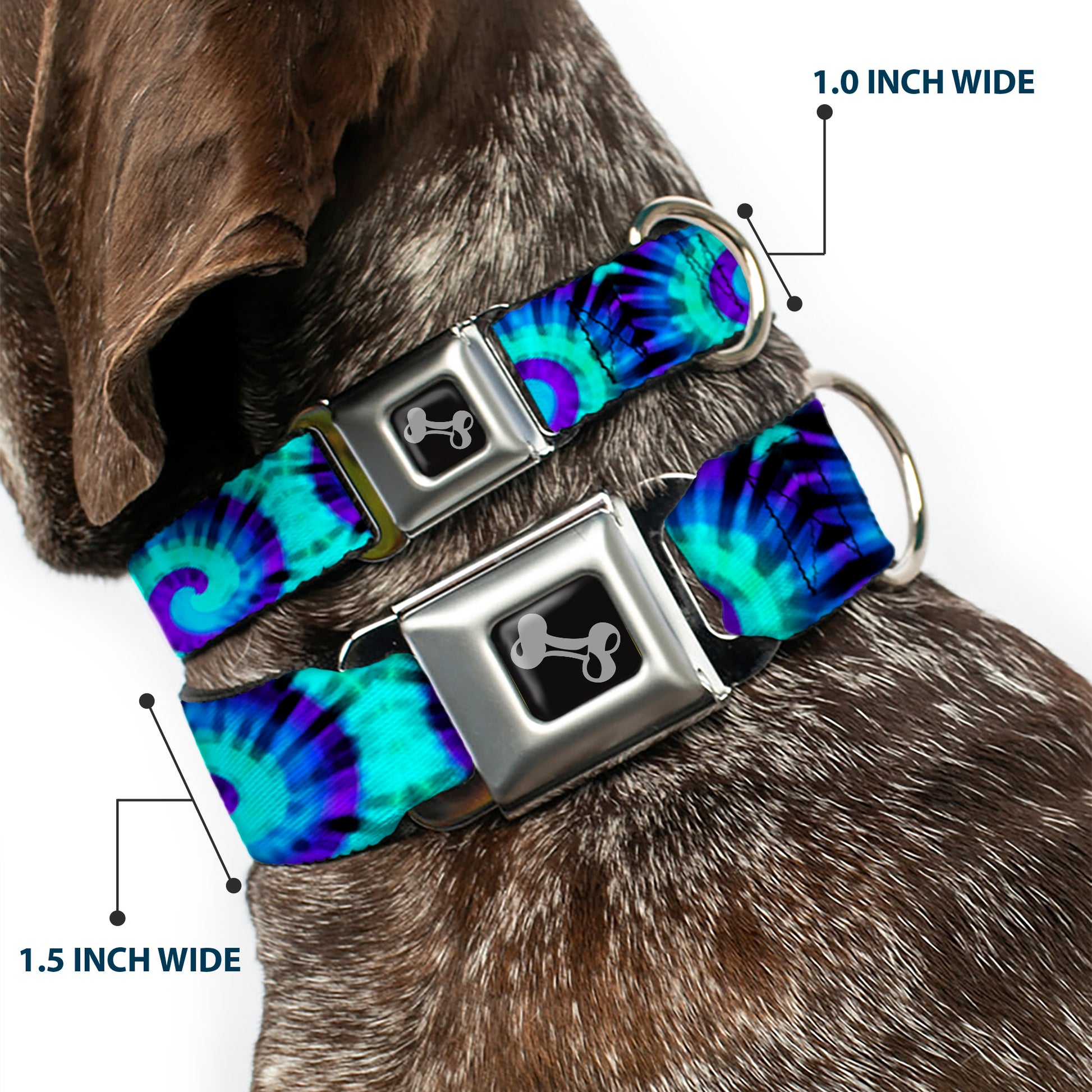 Dog Bone Seatbelt Buckle Collar - Tie Dye Swirl Purples/Blues Seatbelt Buckle Collars Buckle-Down