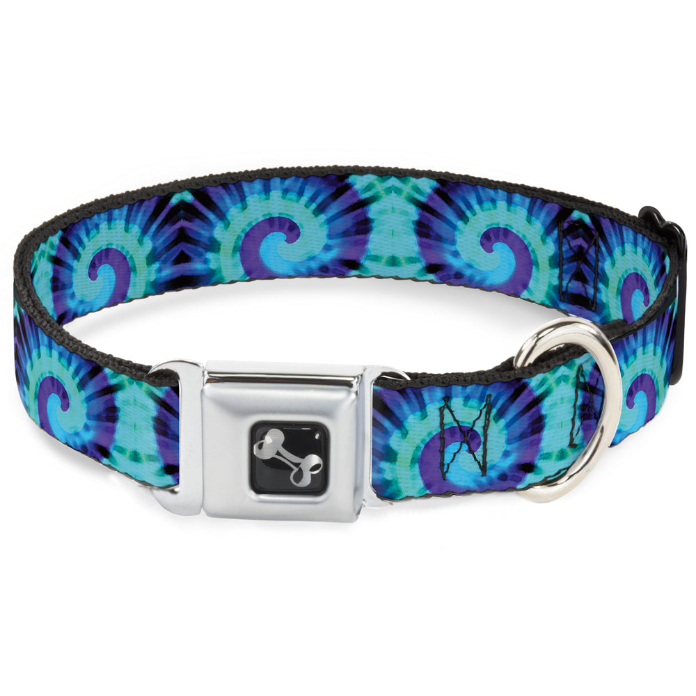 Dog Bone Seatbelt Buckle Collar - Tie Dye Swirl Purples/Blues Seatbelt Buckle Collars Buckle-Down