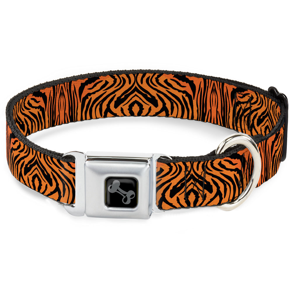 Dog Bone Black/Silver Seatbelt Buckle Collar - Tiger2 Orange/Black Seatbelt Buckle Collars Buckle-Down