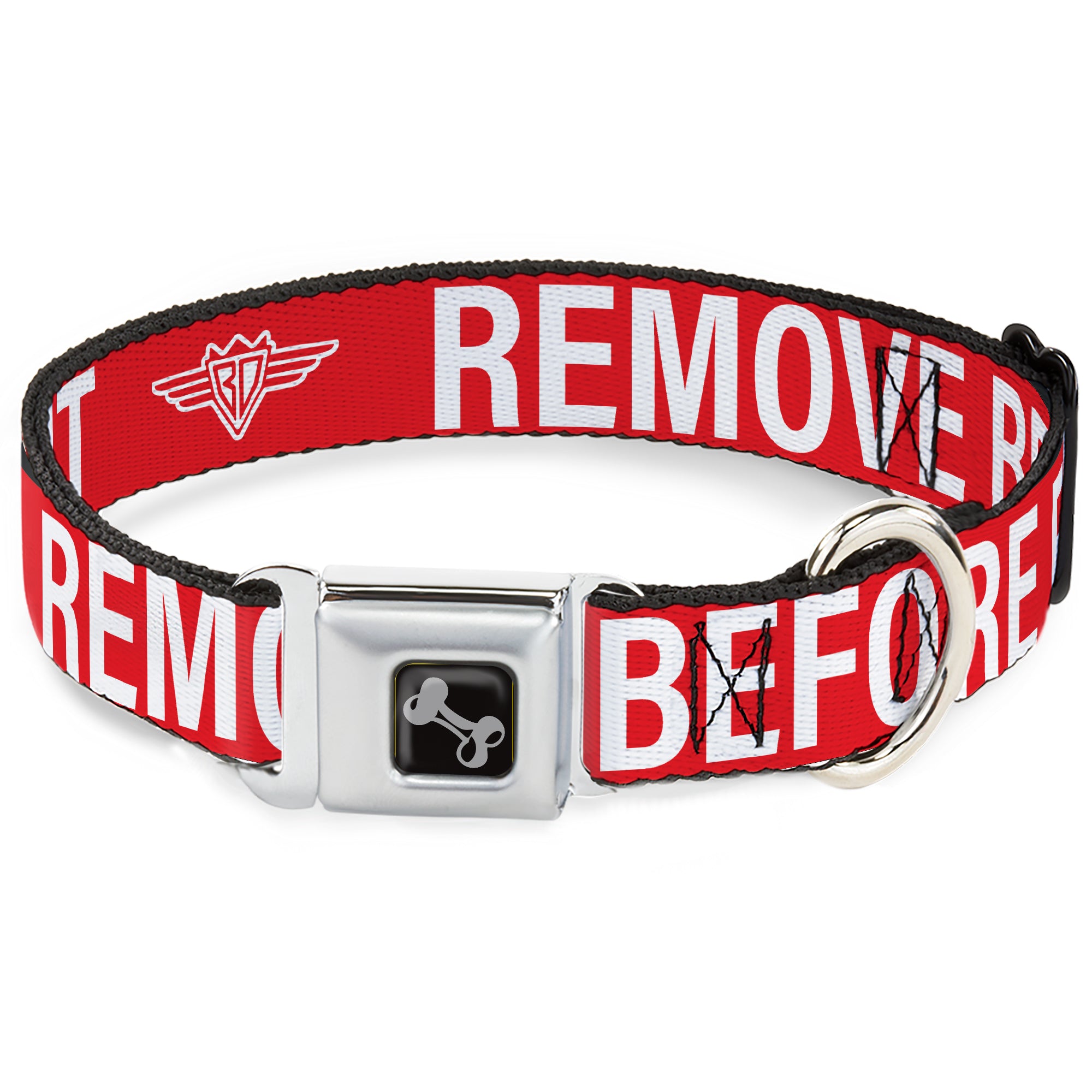 Dog Bone Black/Silver Seatbelt Buckle Collar - Buckle-Down REMOVE BEFORE FLIGHT Red/White Seatbelt Buckle Collars Buckle-Down
