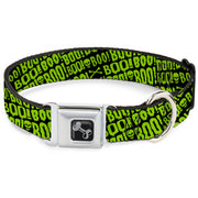 Dog Bone Black/Silver Seatbelt Buckle Collar - BOO Text Skull and Crossbones Black/Green Seatbelt Buckle Collars Buckle-Down