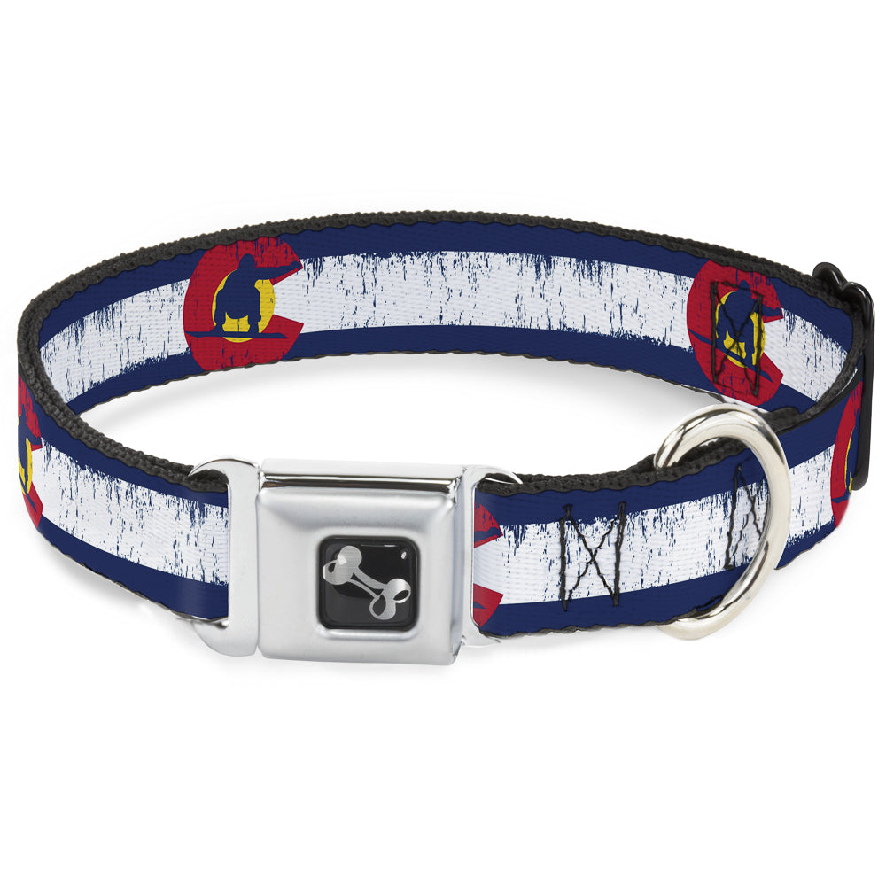 Dog Bone Seatbelt Buckle Collar - Colorado Flag/Snowboarder Weathered Seatbelt Buckle Collars Buckle-Down