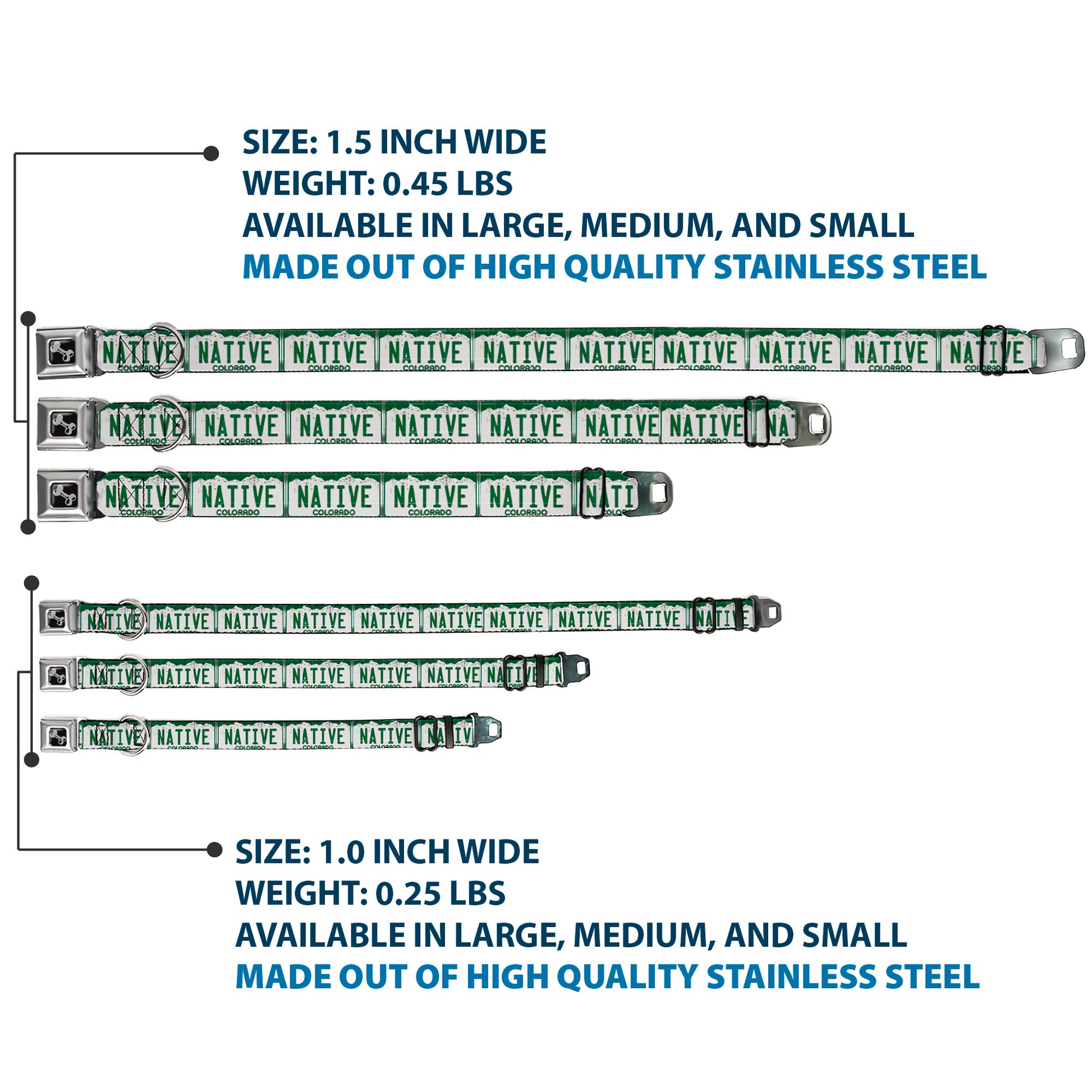 Dog Bone Seatbelt Buckle Collar - Colorado License Plate NATIVE Seatbelt Buckle Collars Buckle-Down