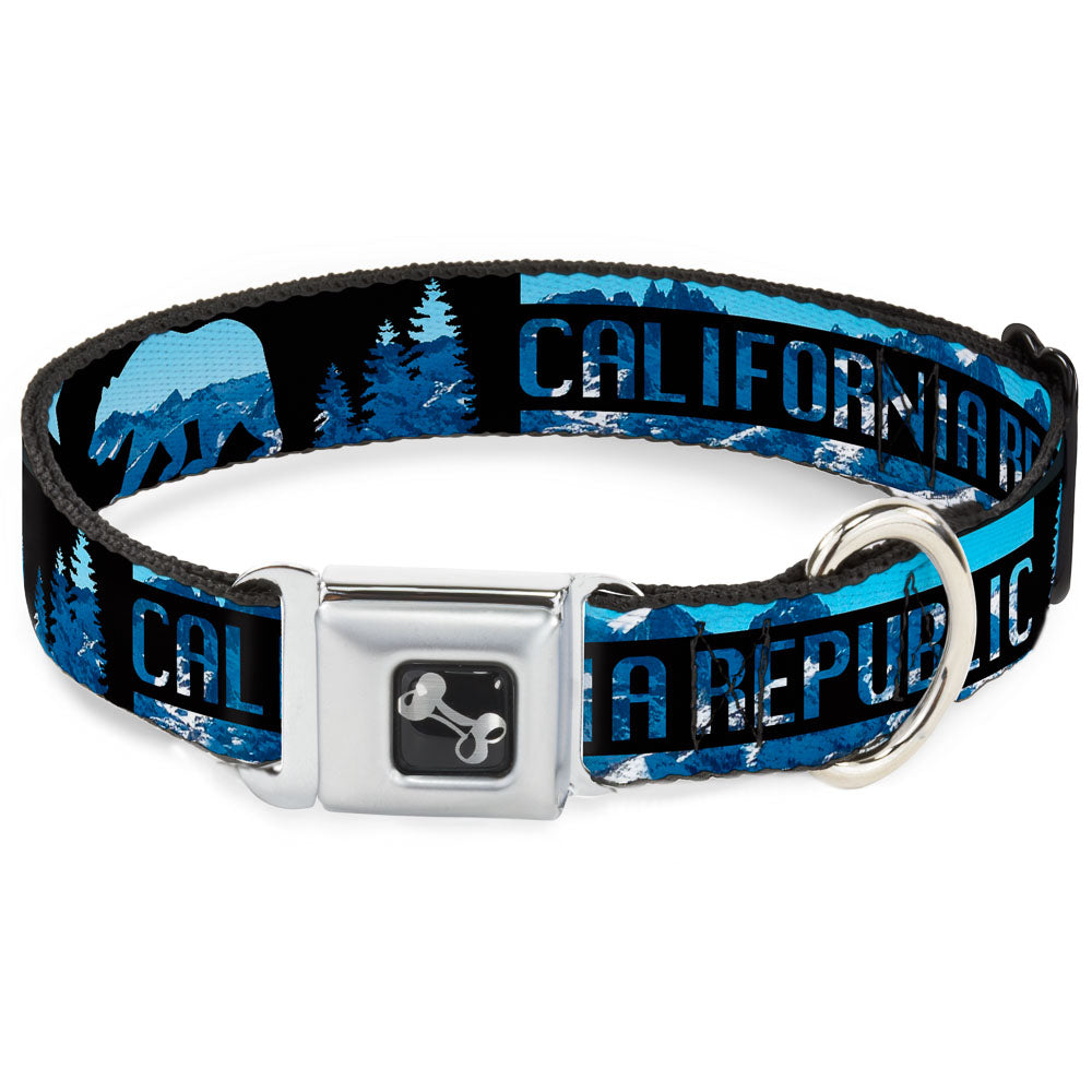 Dog Bone Seatbelt Buckle Collar - CALIFORNIA REPUBLIC/Bear/Stars Silhouette Black/Scenic Mountains Seatbelt Buckle Collars Buckle-Down