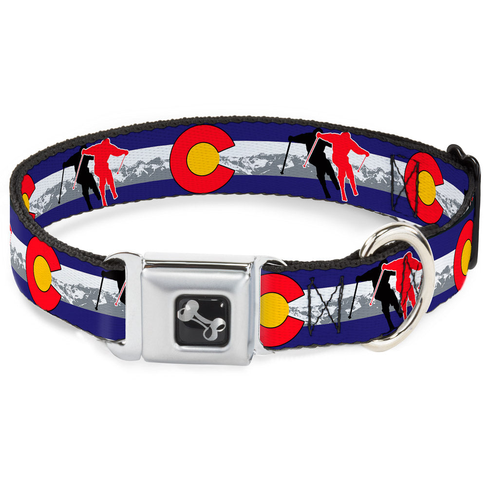 Dog Bone Seatbelt Buckle Collar - Colorado Skier1 Red/Mountains Seatbelt Buckle Collars Buckle-Down