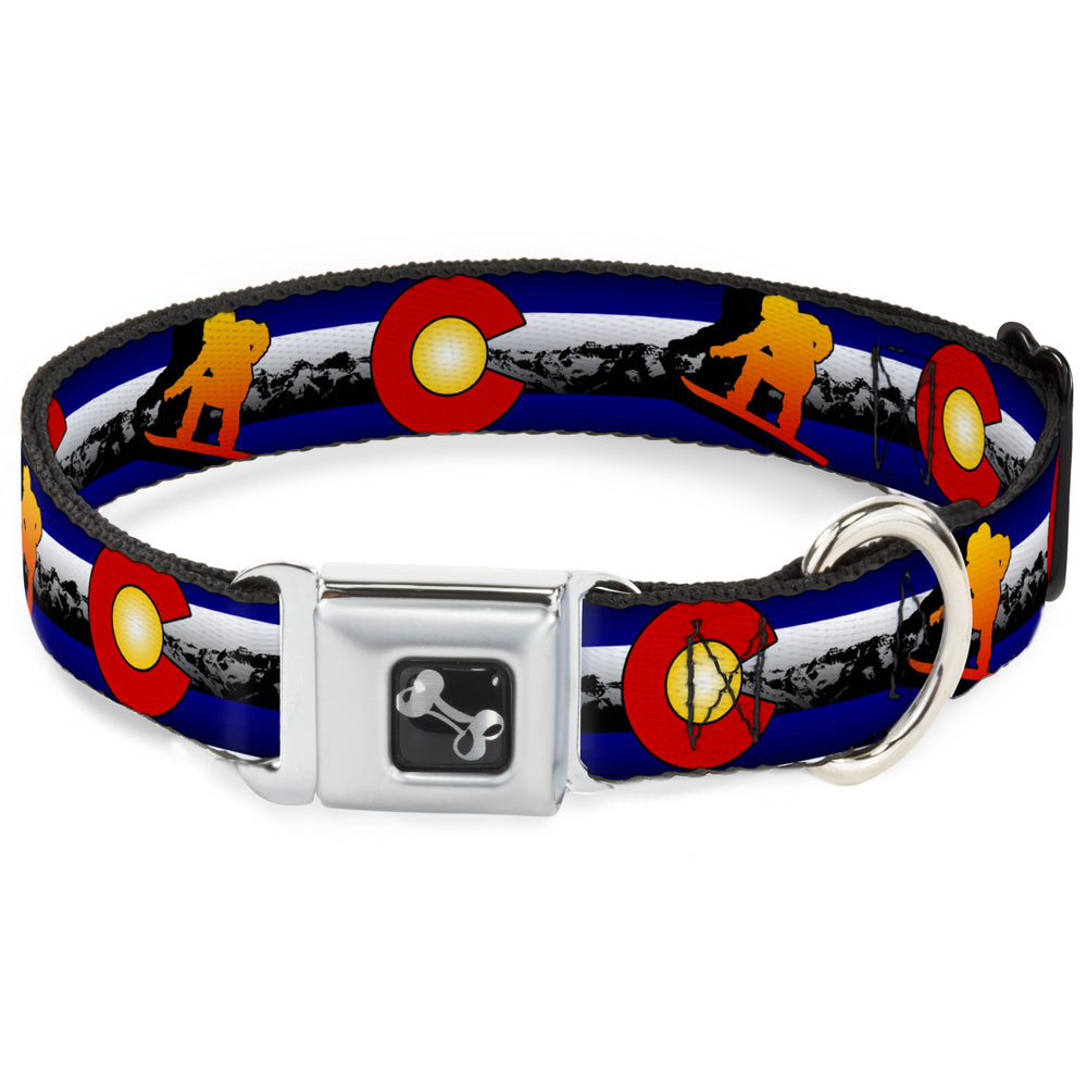 Dog Bone Seatbelt Buckle Collar - Colorado Snowboarder3 Orange/Mountians Seatbelt Buckle Collars Buckle-Down