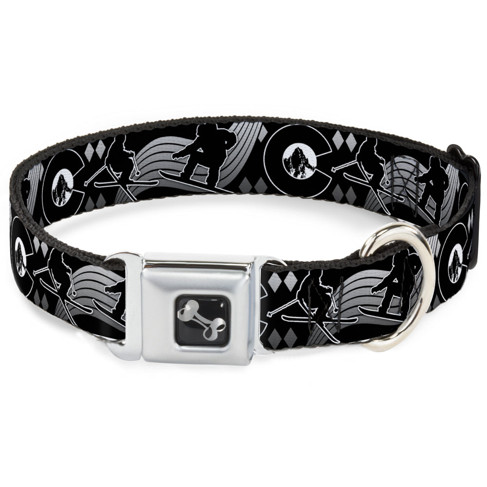 Dog Bone Seatbelt Buckle Collar - Colorado Skier/Snowboarder Black/White/Grays Seatbelt Buckle Collars Buckle-Down