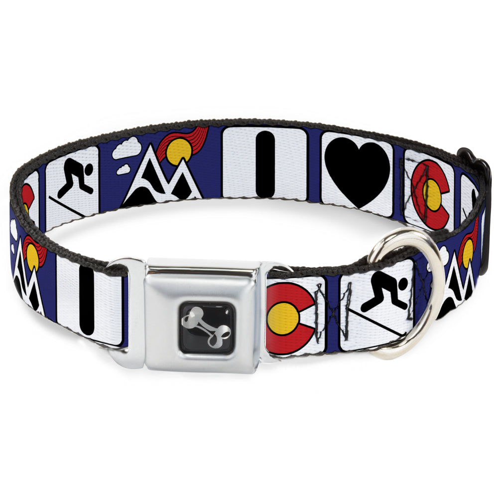 Dog Bone Seatbelt Buckle Collar - I HEART COLORADO SKIING Logos/Mountain Seatbelt Buckle Collars Buckle-Down