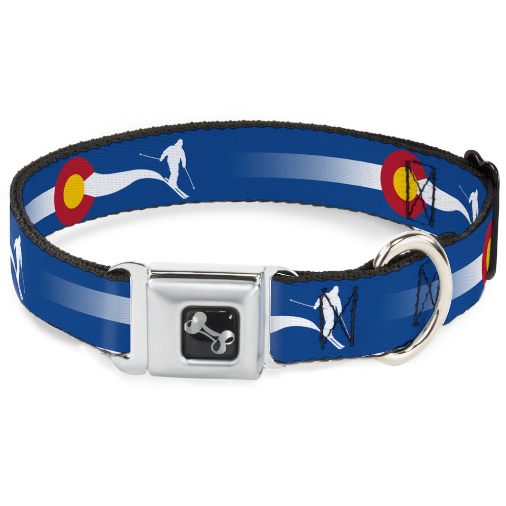 Dog Bone Seatbelt Buckle Collar - Colorado Skier2 Blue/White/Red/Yellow Seatbelt Buckle Collars Buckle-Down