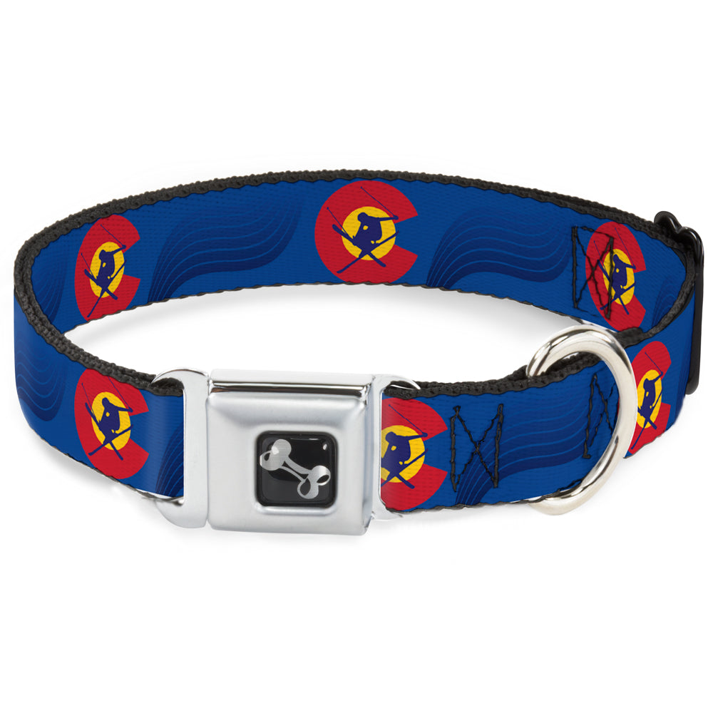 Dog Bone Seatbelt Buckle Collar - Colorado Skier3 Blues/Red/Yellow Seatbelt Buckle Collars Buckle-Down