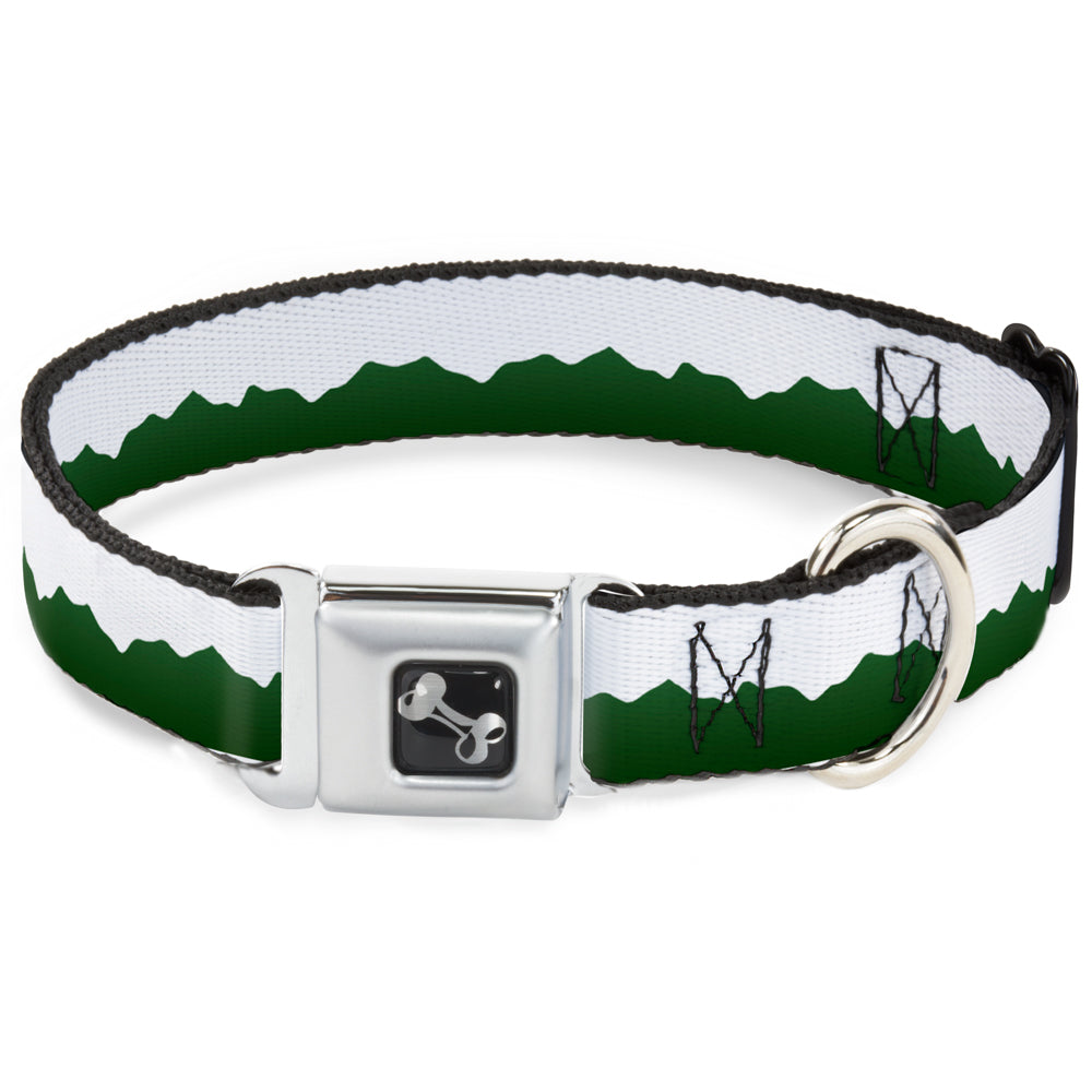 Dog Bone Seatbelt Buckle Collar - Colorado Solid Mountains Green/White Seatbelt Buckle Collars Buckle-Down