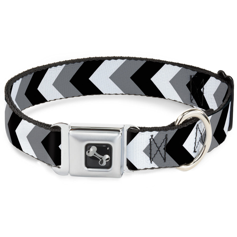 Dog Bone Seatbelt Buckle Collar - Chevron White/Gray/Black Seatbelt Buckle Collars Buckle-Down
