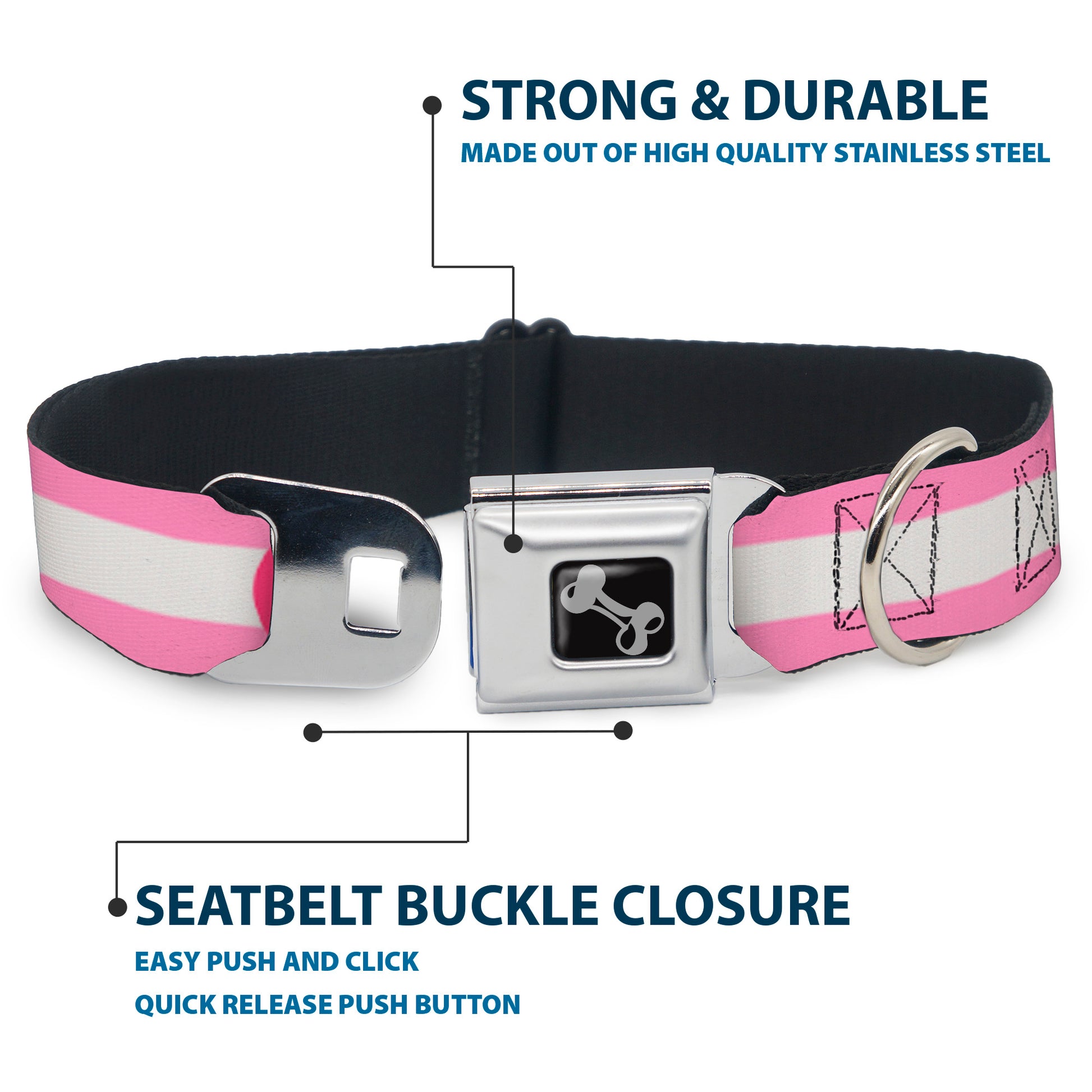 Dog Bone Seatbelt Buckle Collar - Colorado Flags5 Repeat Light Pink/White/Pink/Yellow Seatbelt Buckle Collars Buckle-Down