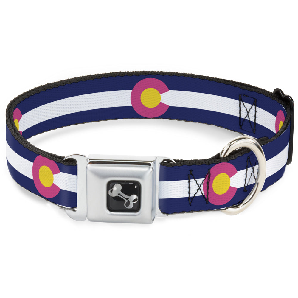 Dog Bone Seatbelt Buckle Collar - Colorado Flags6 Repeat Blue/White/Pink/Yellow Seatbelt Buckle Collars Buckle-Down