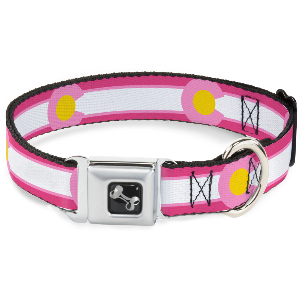 Dog Bone Seatbelt Buckle Collar - Colorado Flags7 Repeat Pinks/White/Light Pink/Yellow Seatbelt Buckle Collars Buckle-Down