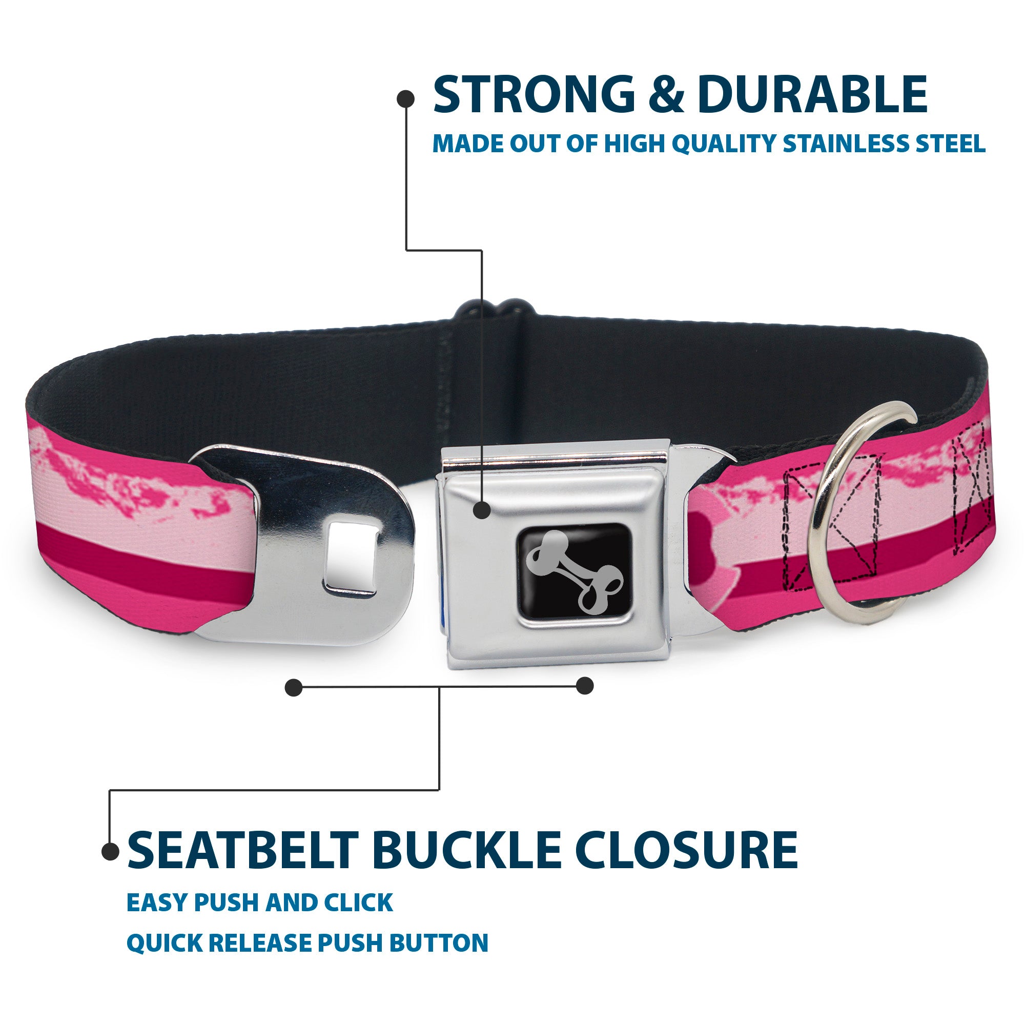 Dog Bone Seatbelt Buckle Collar - Colorado Paw/Mountains Pinks Seatbelt Buckle Collars Buckle-Down