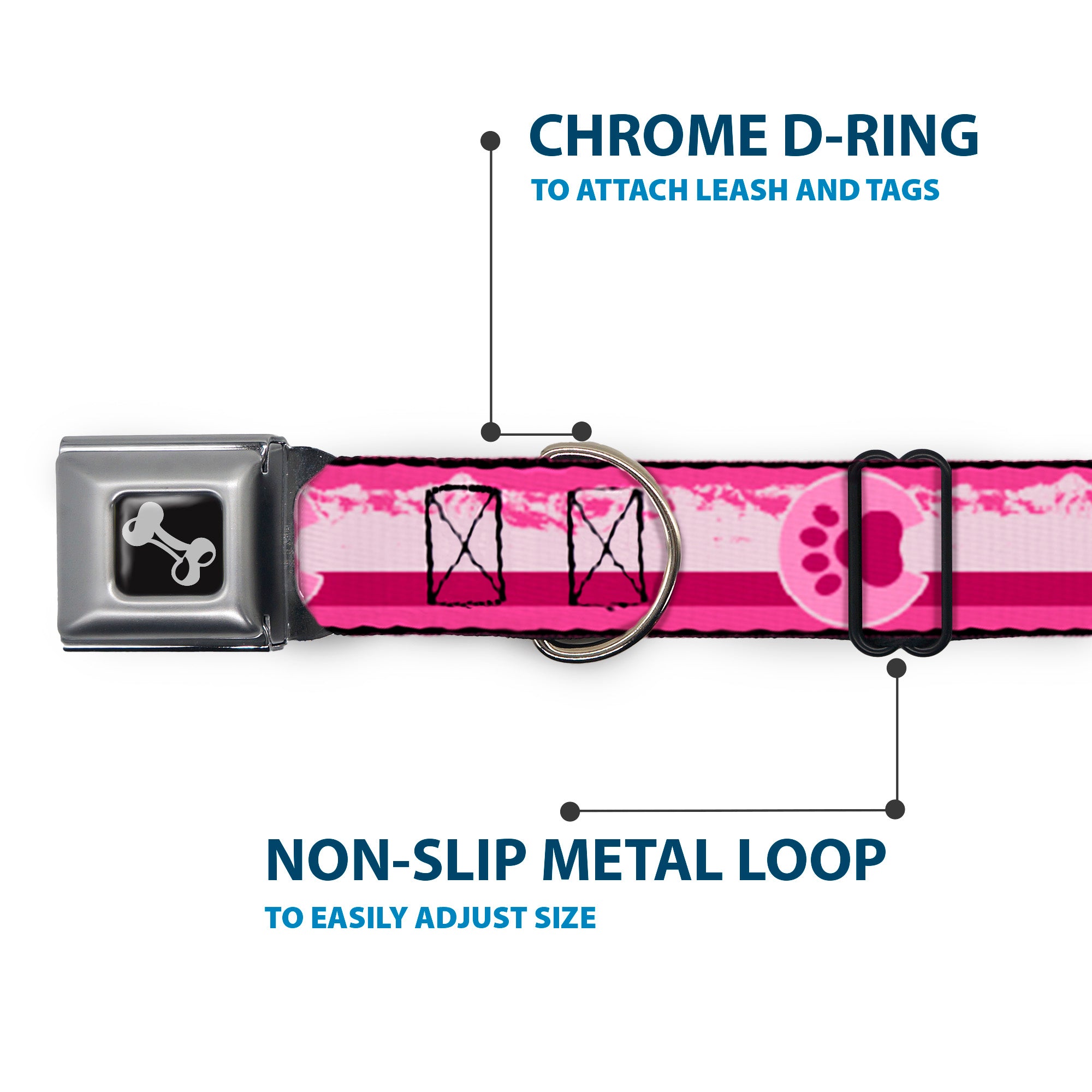 Dog Bone Seatbelt Buckle Collar - Colorado Paw/Mountains Pinks Seatbelt Buckle Collars Buckle-Down
