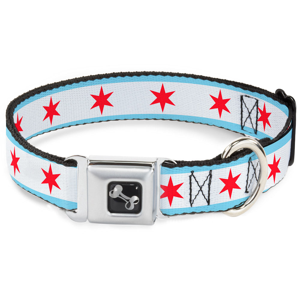 Dog Bone Seatbelt Buckle Collar - Chicago Flag Seatbelt Buckle Collars Buckle-Down