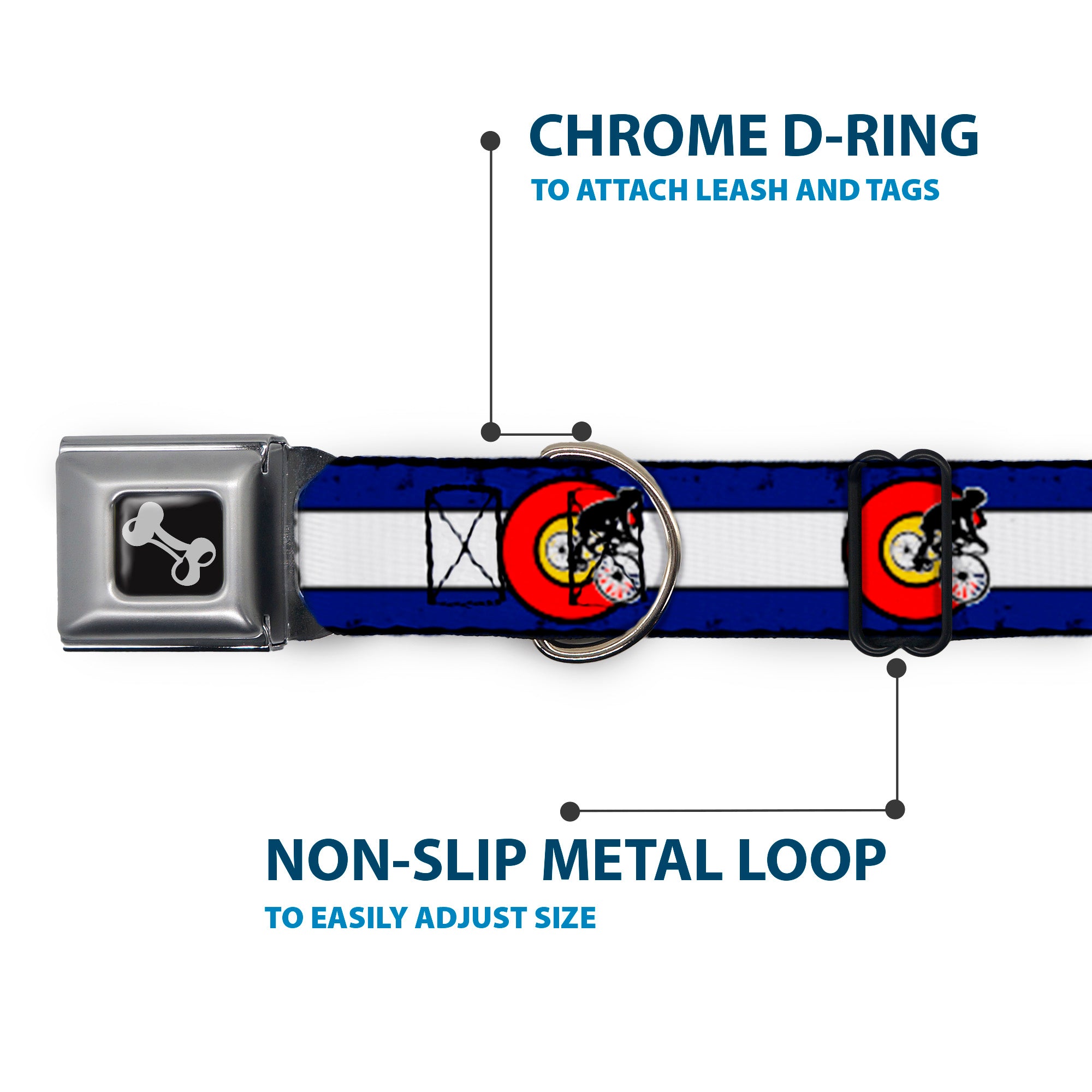 Dog Bone Seatbelt Buckle Collar - Colorado Biker Distressed Seatbelt Buckle Collars Buckle-Down