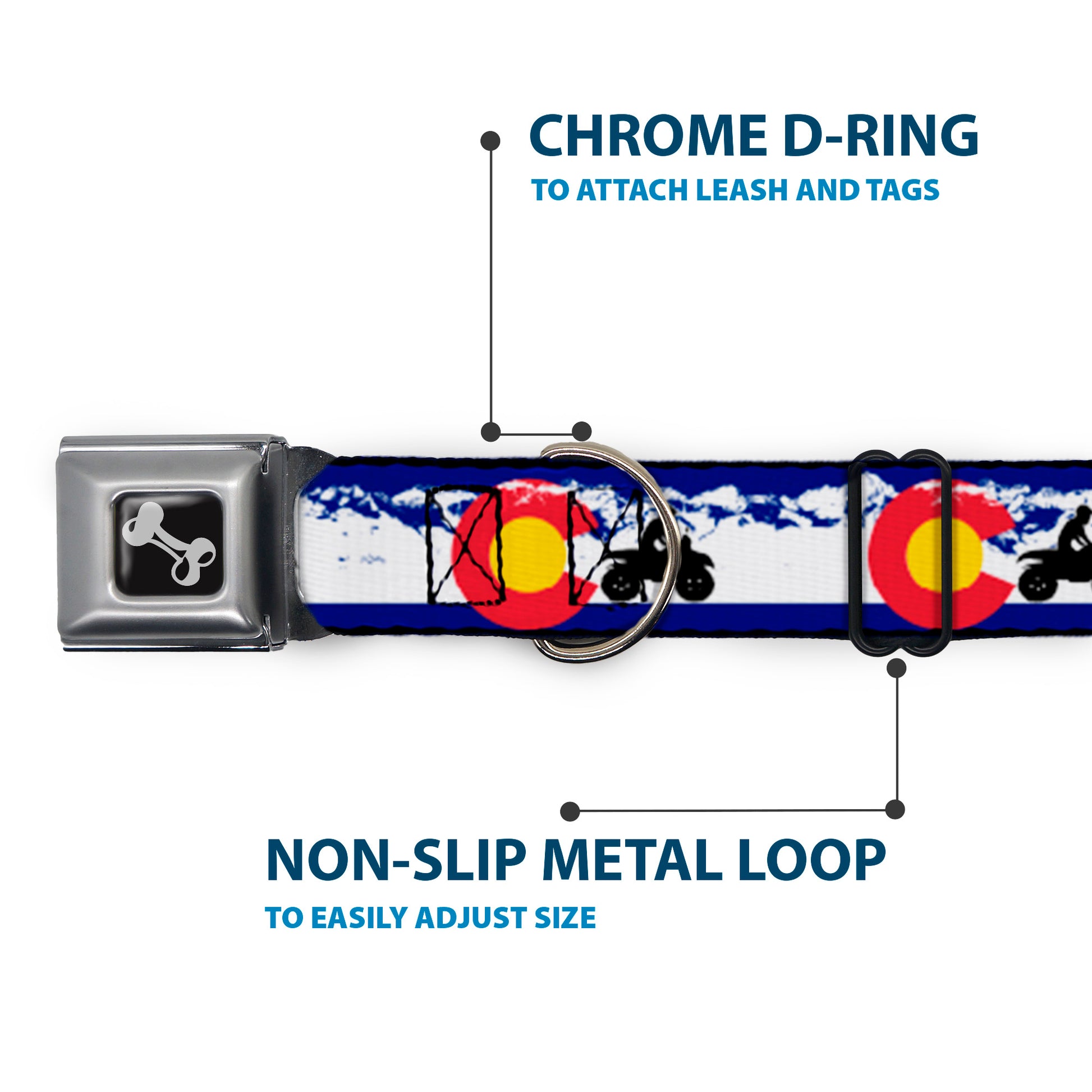 Dog Bone Seatbelt Buckle Collar - Colorado/ATV Rider/Mountains Seatbelt Buckle Collars Buckle-Down