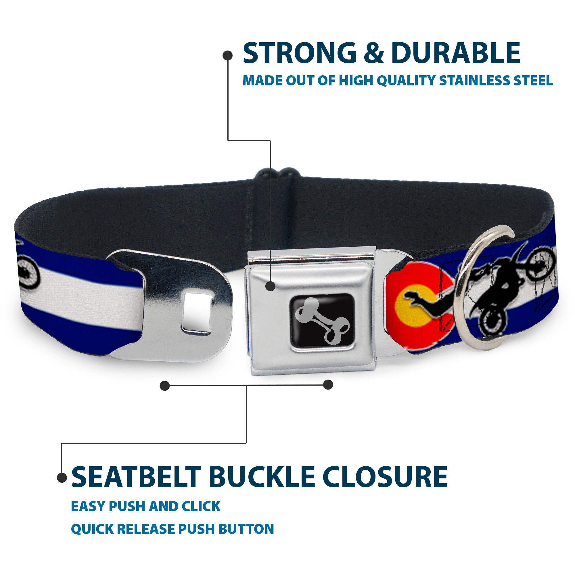 Dog Bone Seatbelt Buckle Collar - Colorado/Freestyle Motocross Superman Seatbelt Buckle Collars Buckle-Down