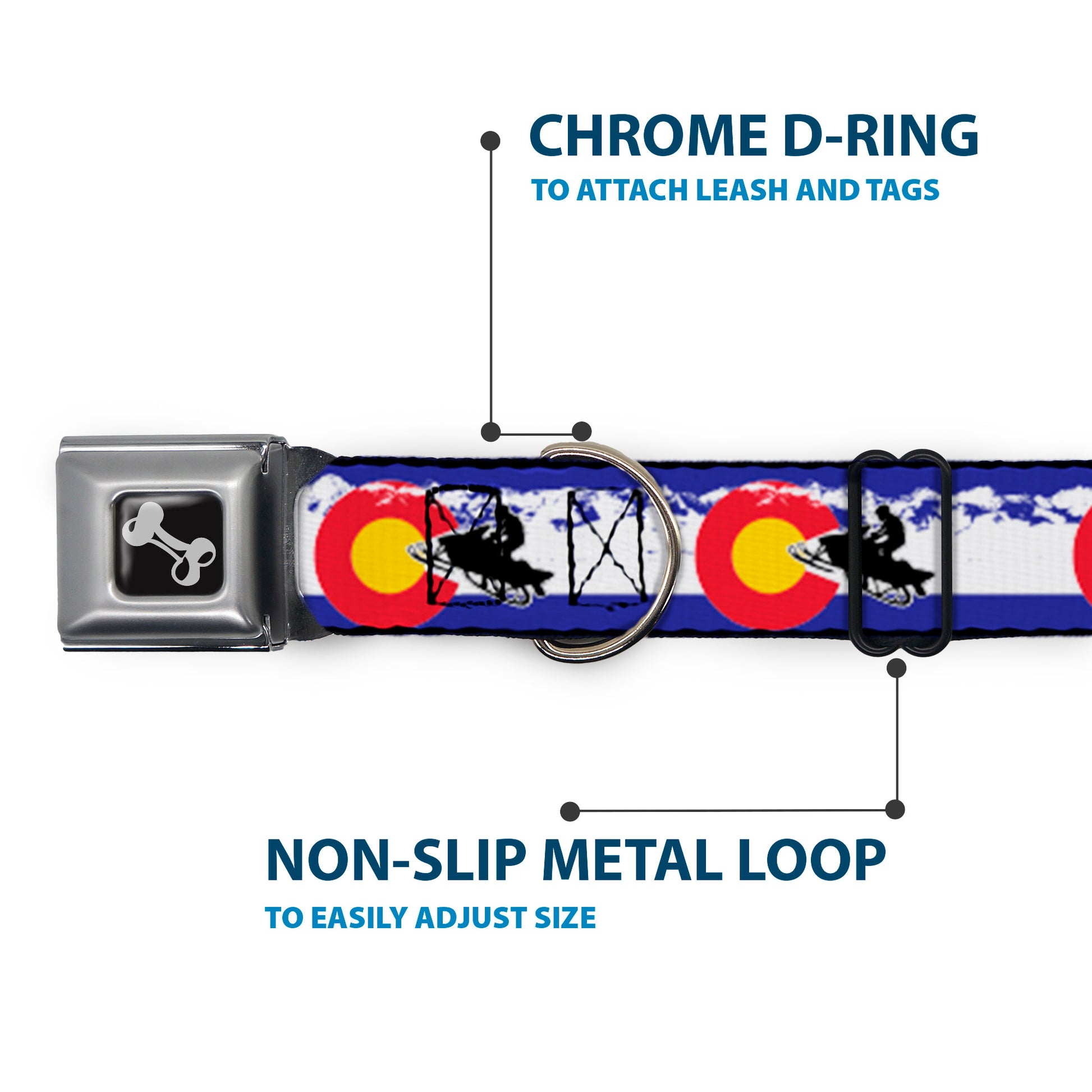 Dog Bone Seatbelt Buckle Collar - Colorado/Snowmobiler/Mountains Seatbelt Buckle Collars Buckle-Down