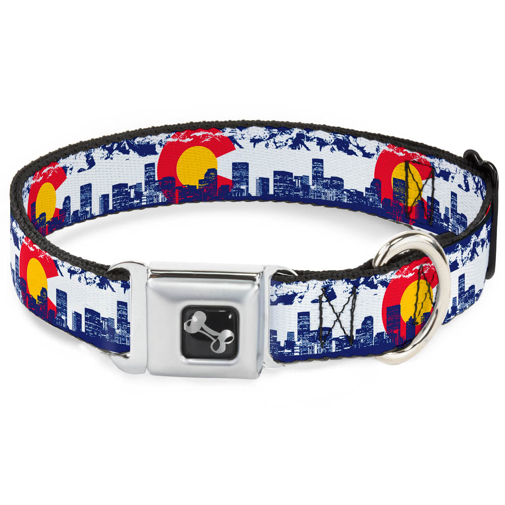 Dog Bone Seatbelt Buckle Collar - Colorado Skyline/Mountains Seatbelt Buckle Collars Buckle-Down