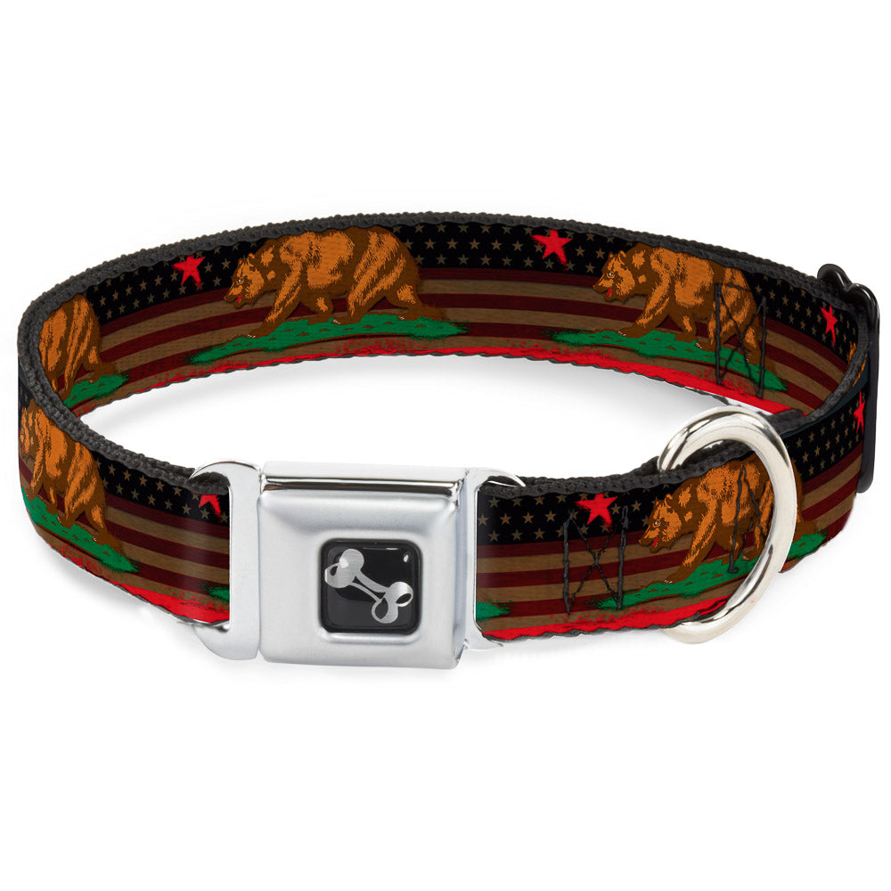 Dog Bone Seatbelt Buckle Collar - Cali Bear/Star/Stripe/US Flag Stretch Seatbelt Buckle Collars Buckle-Down