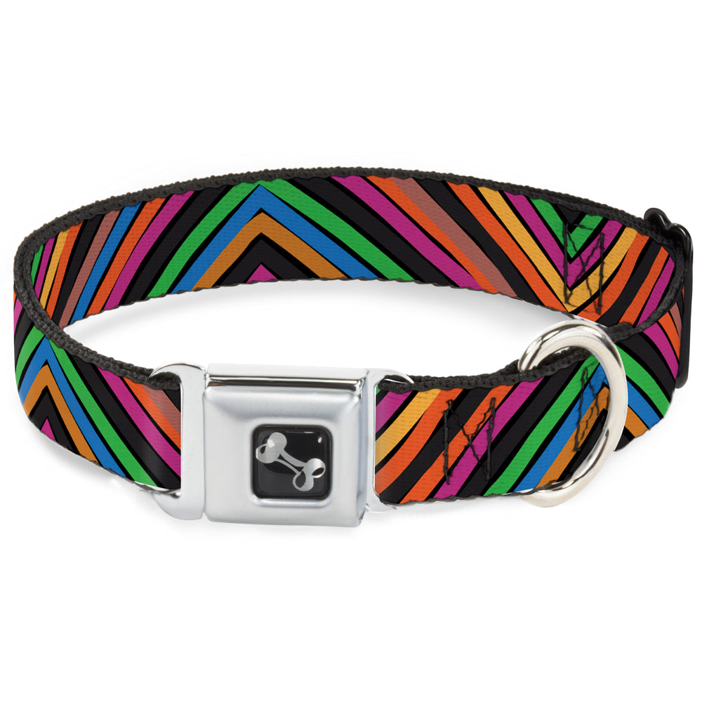 Dog Bone Seatbelt Buckle Collar - Chevron Freehand CLOSE-UP Multi Color Seatbelt Buckle Collars Buckle-Down