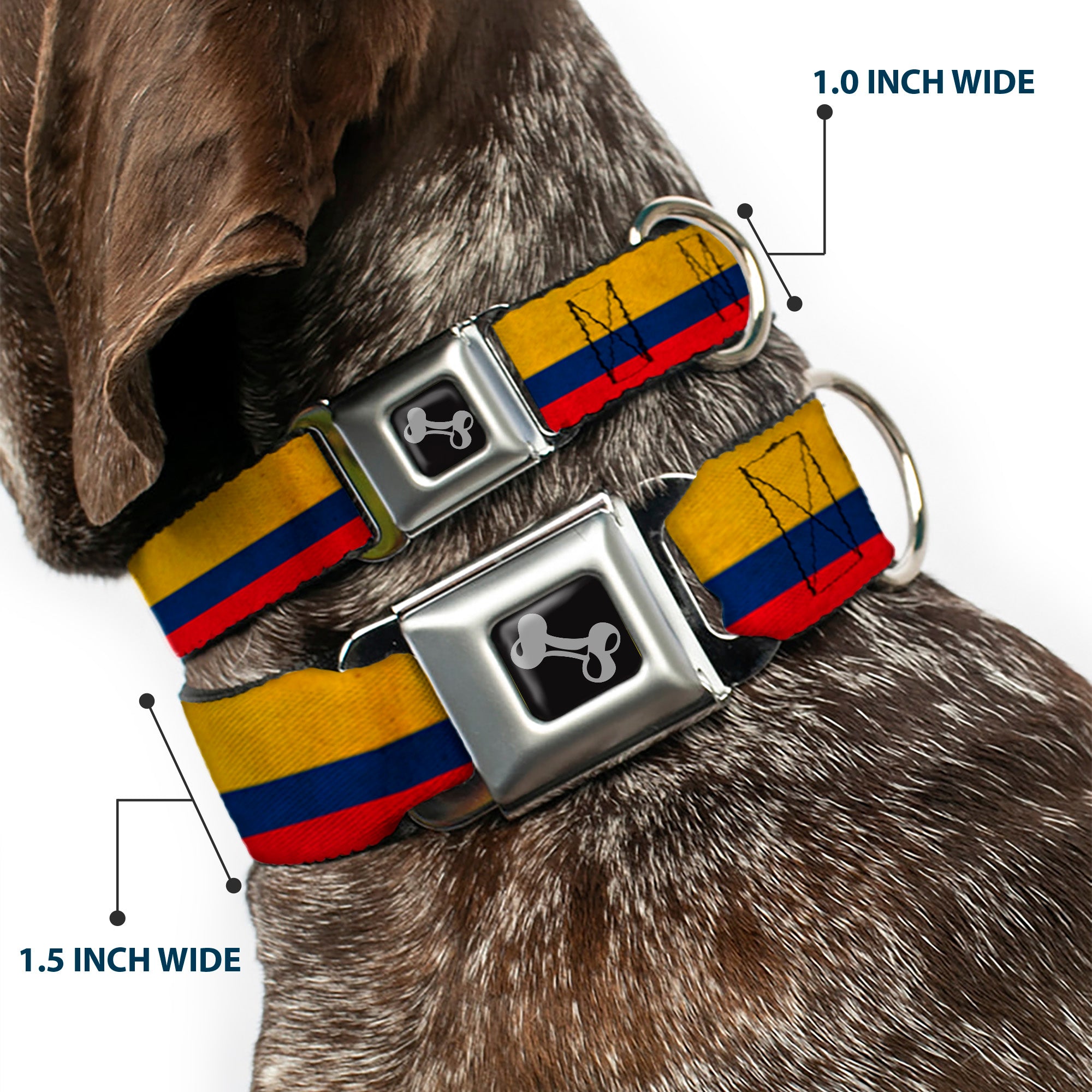 Dog Bone Seatbelt Buckle Collar - Colombia Flag Distressed Seatbelt Buckle Collars Buckle-Down