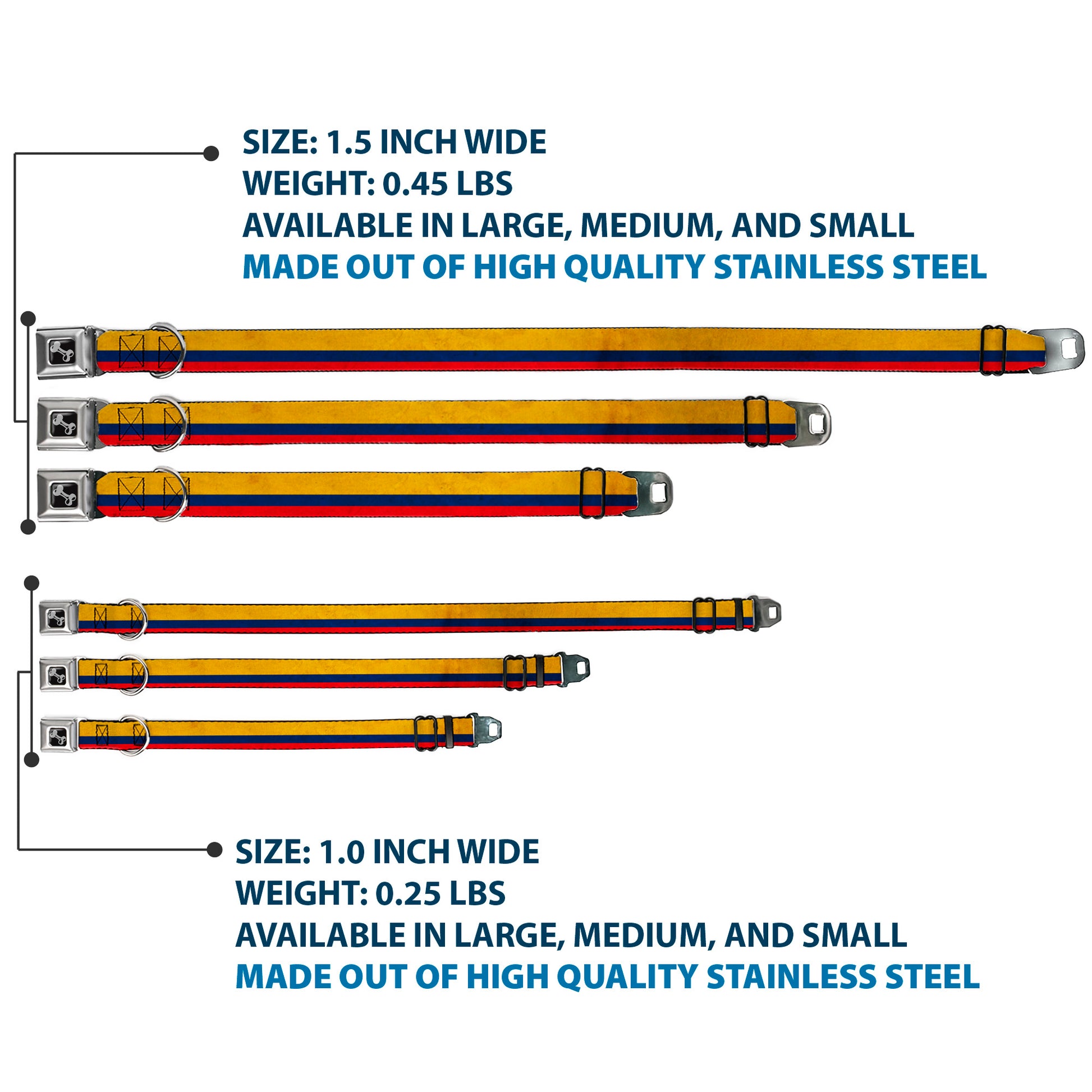 Dog Bone Seatbelt Buckle Collar - Colombia Flag Distressed Seatbelt Buckle Collars Buckle-Down