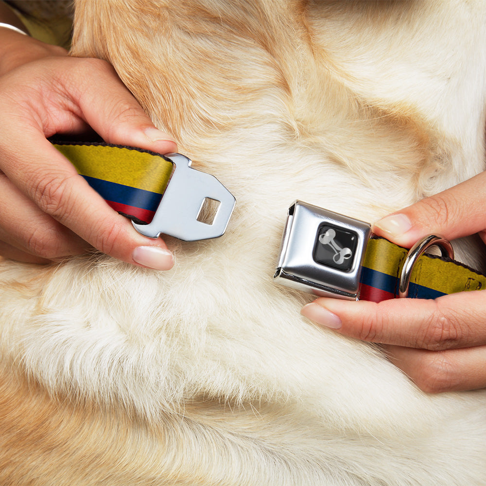 Dog Bone Seatbelt Buckle Collar - Colombia Flag Distressed Seatbelt Buckle Collars Buckle-Down