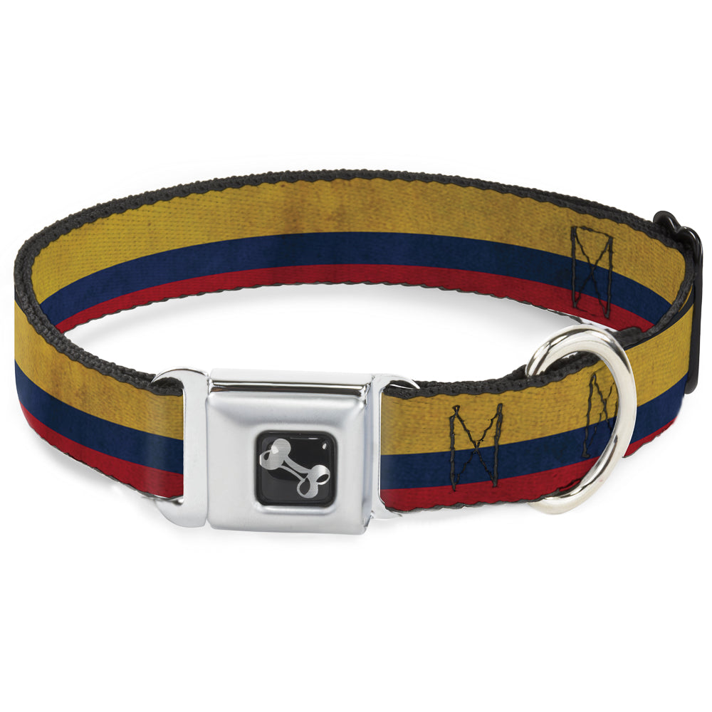 Dog Bone Seatbelt Buckle Collar - Colombia Flag Distressed Seatbelt Buckle Collars Buckle-Down