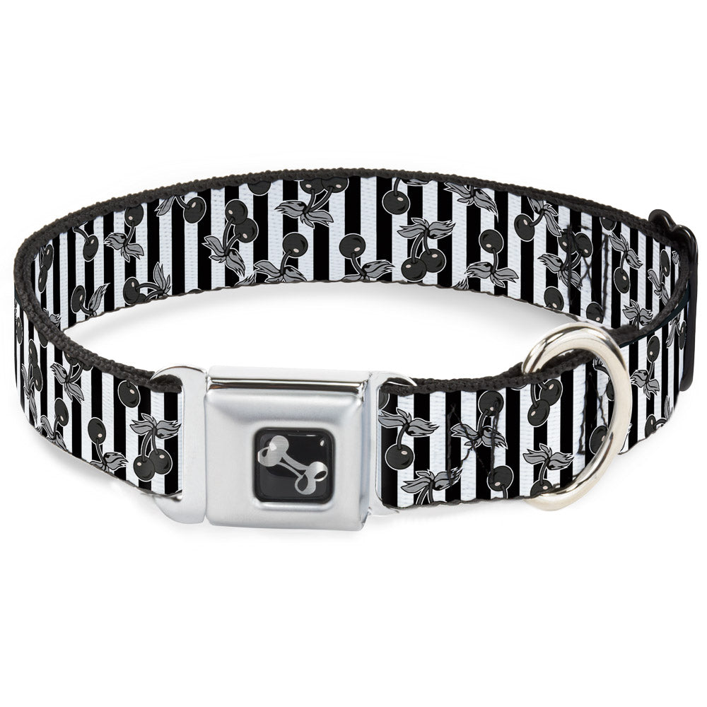 Dog Bone Seatbelt Buckle Collar - Cherries Scattered/Vertical Stripe White/Black/Grays Seatbelt Buckle Collars Buckle-Down