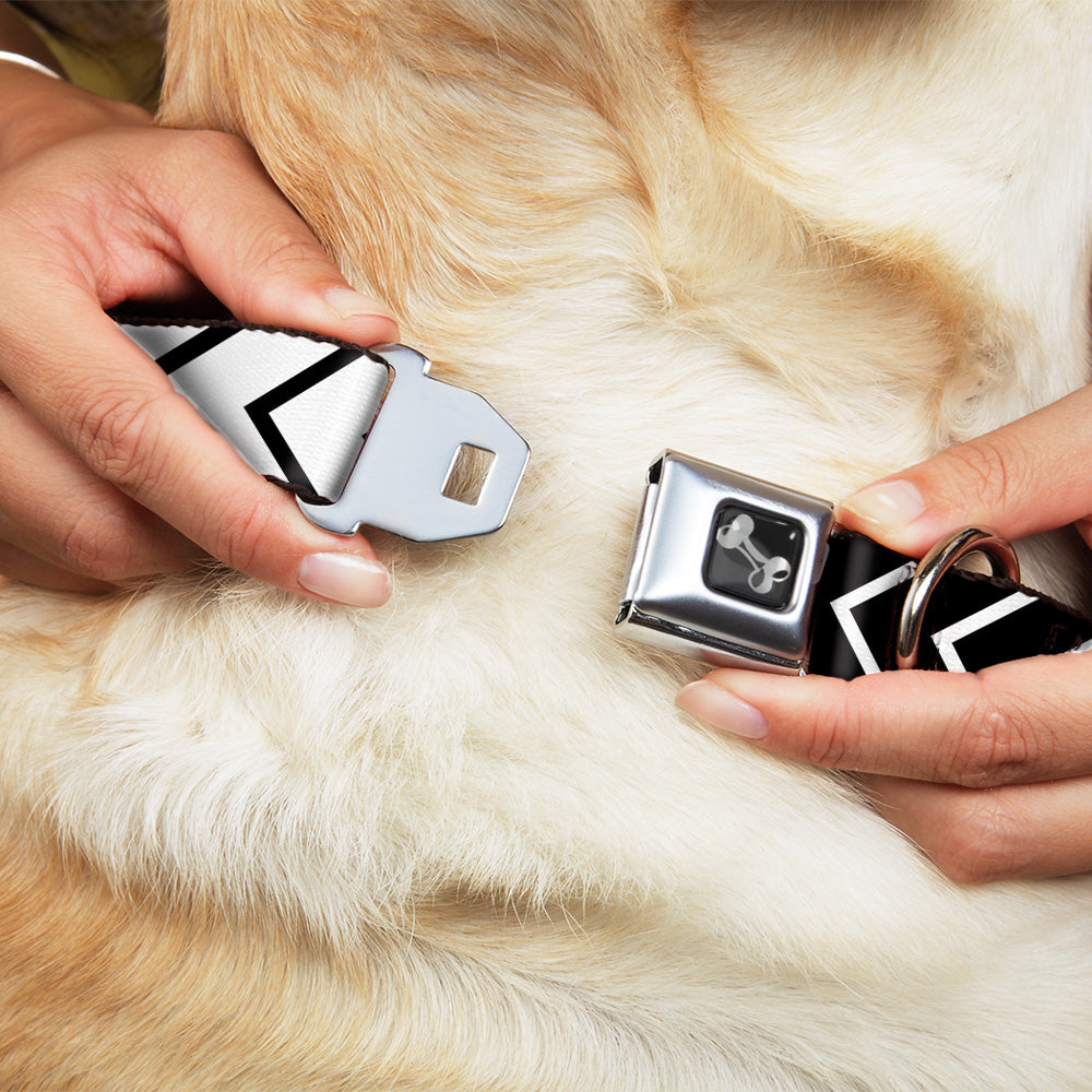 Dog Bone Seatbelt Buckle Collar - Chevron2 White/Black Seatbelt Buckle Collars Buckle-Down