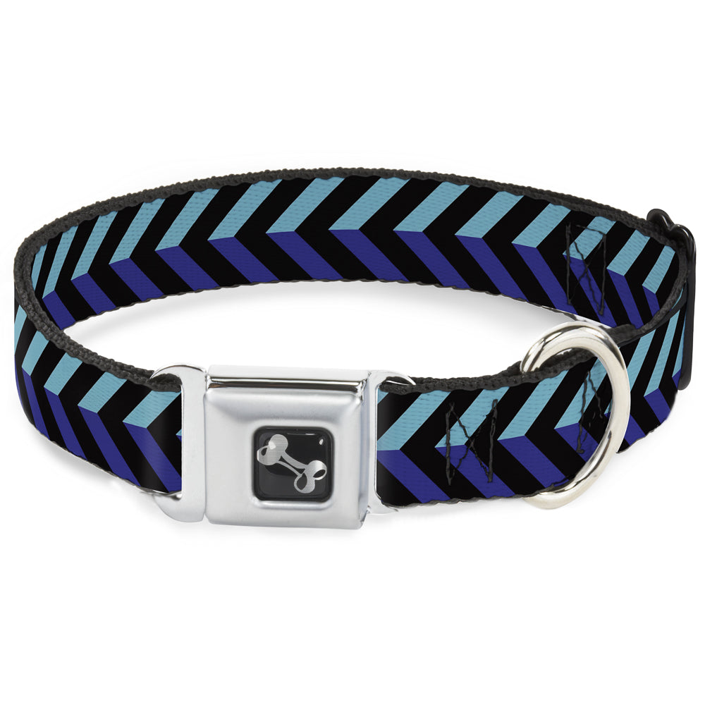 Dog Bone Seatbelt Buckle Collar - Chevron3 Split Turquoise/Purple/Black Seatbelt Buckle Collars Buckle-Down