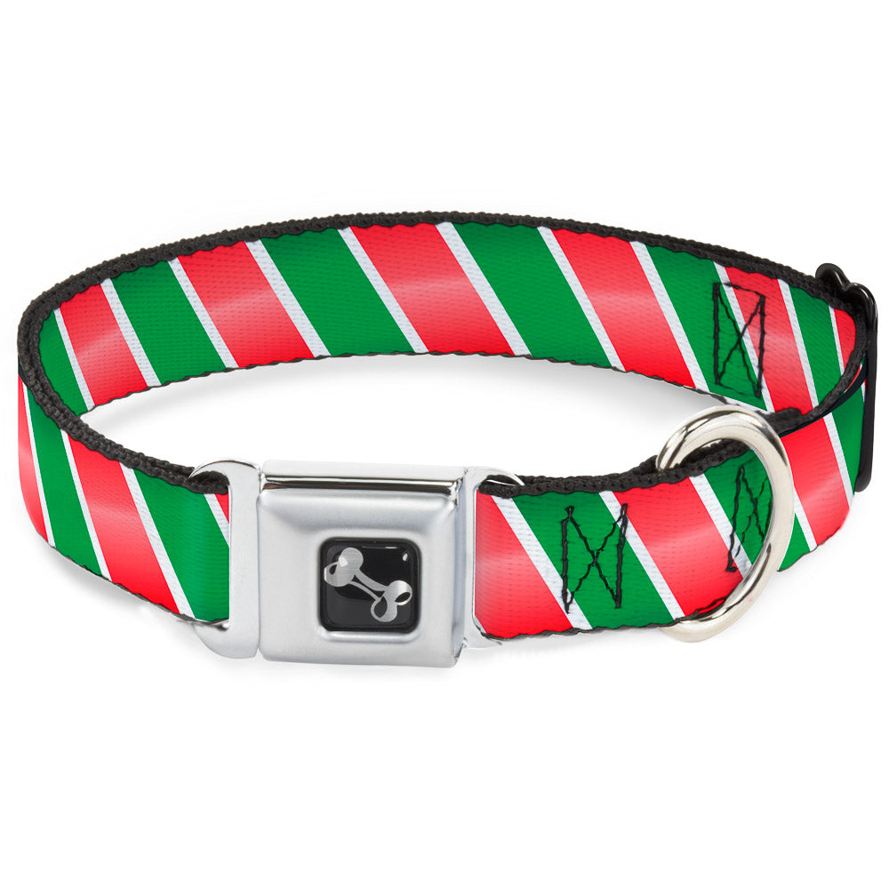Dog Bone Seatbelt Buckle Collar - Candy Cane4 White/Red/Green Seatbelt Buckle Collars Buckle-Down