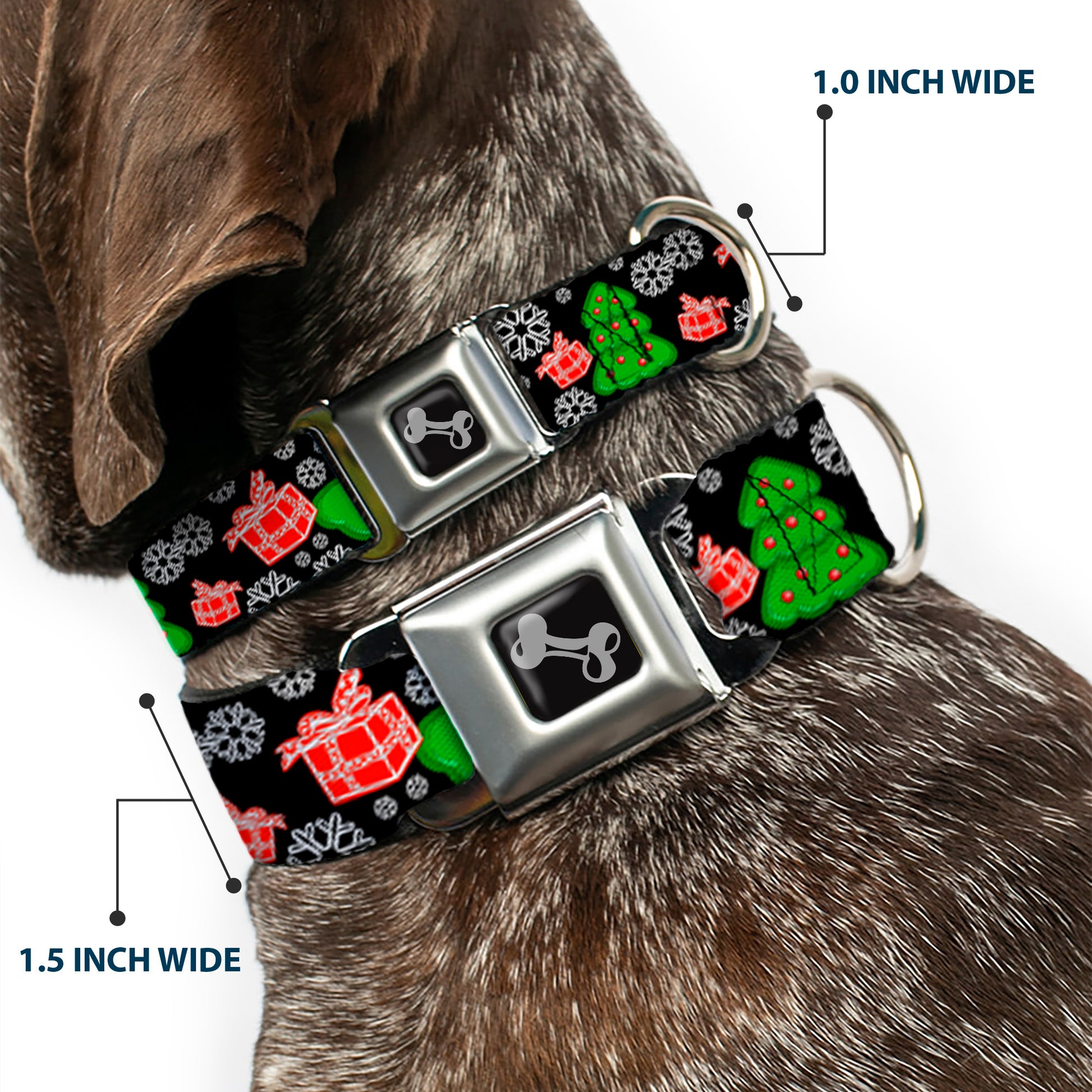 Dog Bone Seatbelt Buckle Collar - Christmas Collage Black/White/Green/Red Seatbelt Buckle Collars Buckle-Down