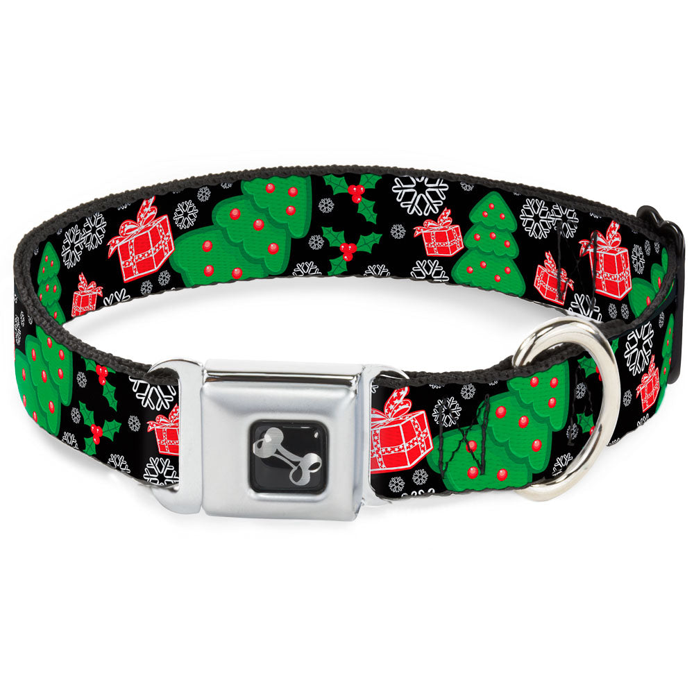 Dog Bone Seatbelt Buckle Collar - Christmas Collage Black/White/Green/Red Seatbelt Buckle Collars Buckle-Down