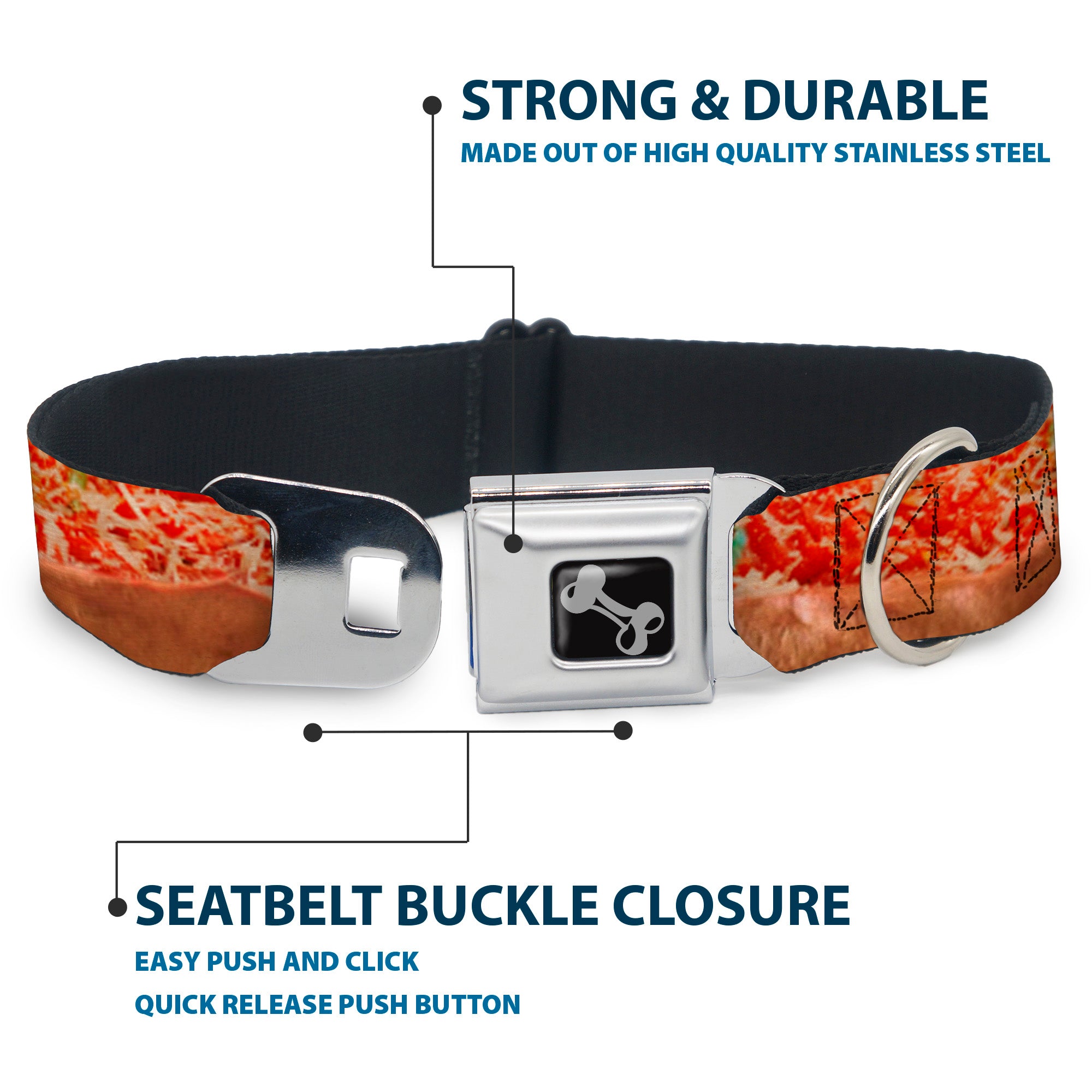 Dog Bone Seatbelt Buckle Collar - Chicago Style Pizza Vivid Seatbelt Buckle Collars Buckle-Down