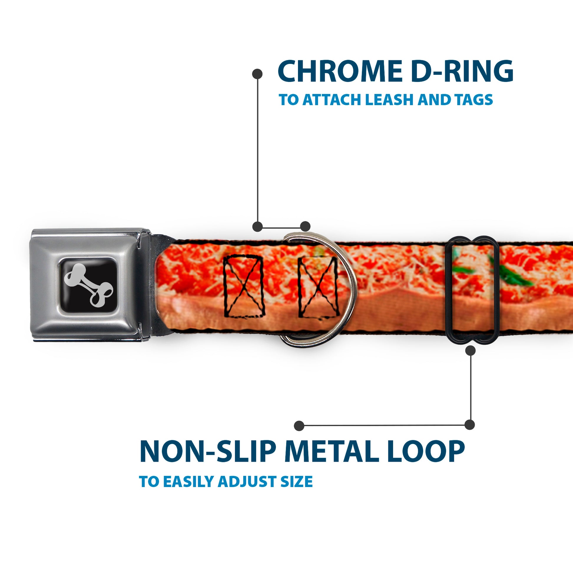 Dog Bone Seatbelt Buckle Collar - Chicago Style Pizza Vivid Seatbelt Buckle Collars Buckle-Down