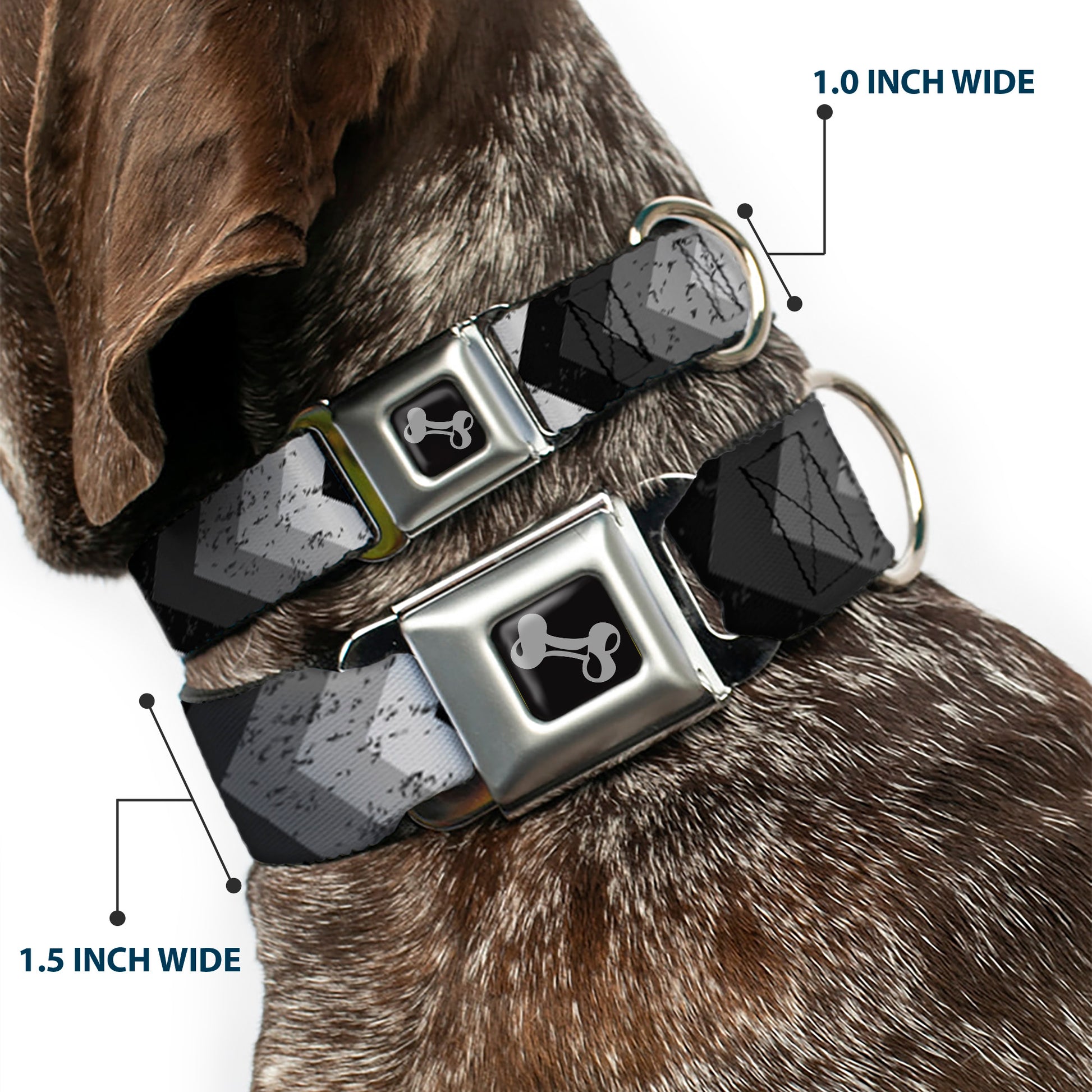 Dog Bone Seatbelt Buckle Collar - Chevron Weathered Black/Grays Seatbelt Buckle Collars Buckle-Down