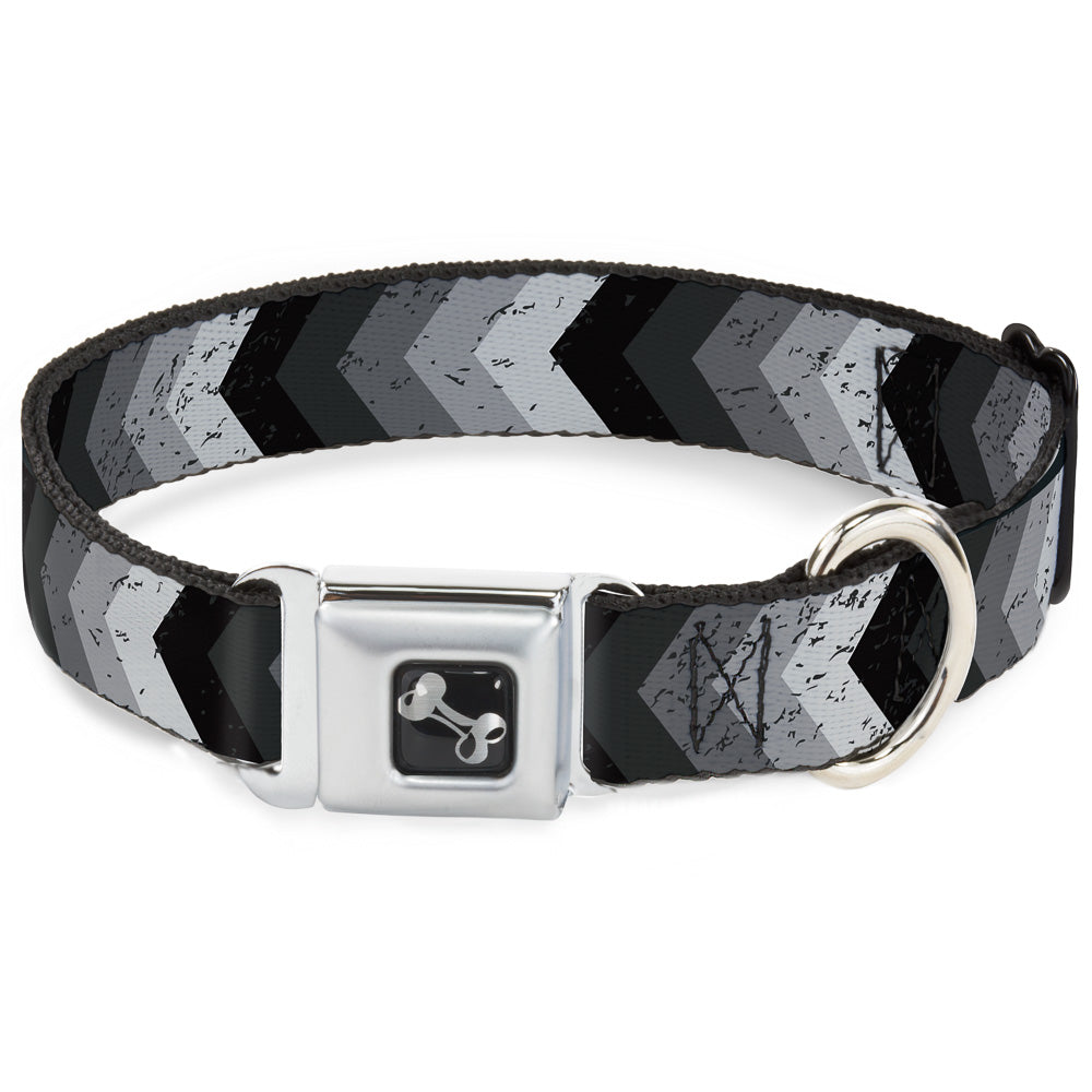 Dog Bone Seatbelt Buckle Collar - Chevron Weathered Black/Grays Seatbelt Buckle Collars Buckle-Down