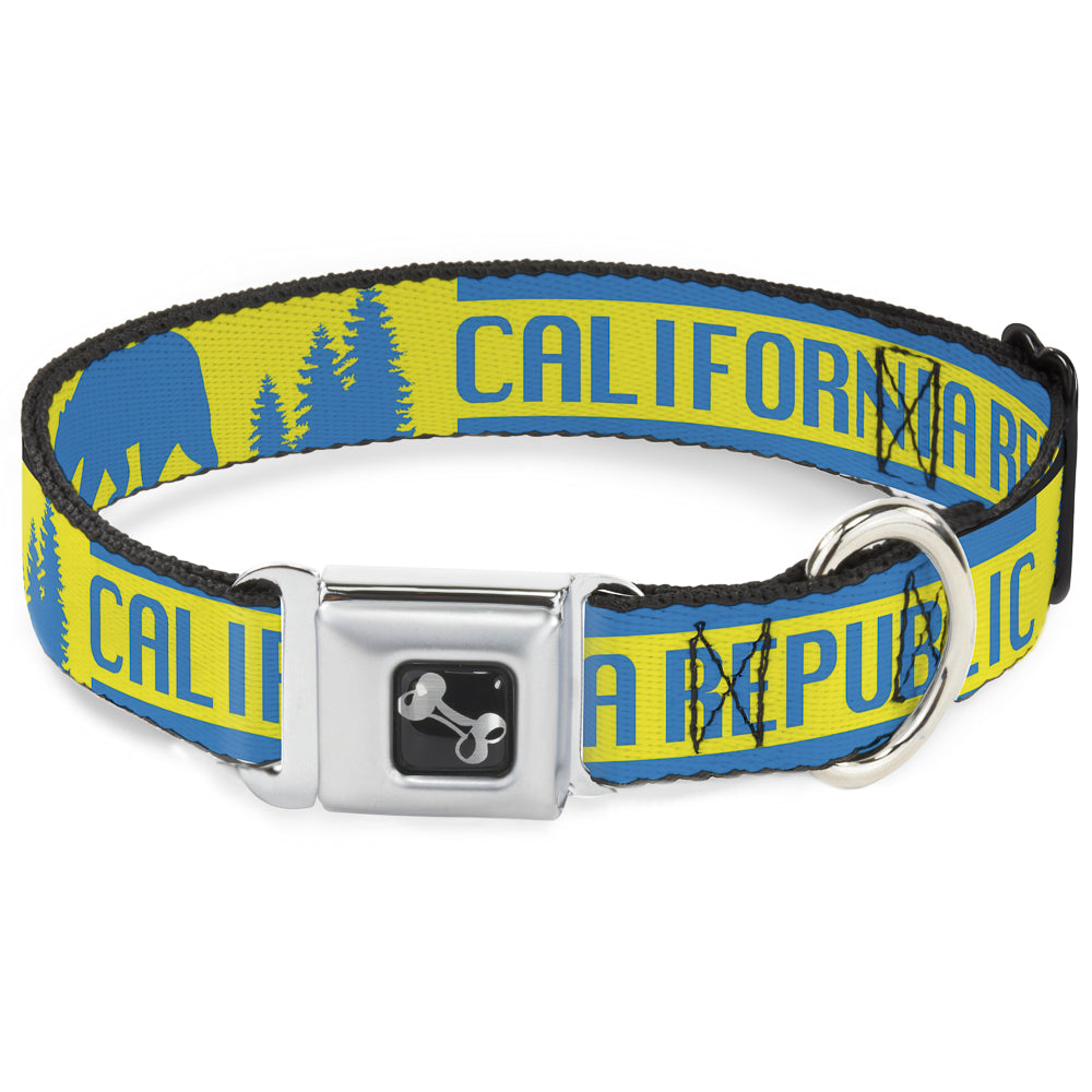 Dog Bone Seatbelt Buckle Collar - CALIFORNIA REPUBLIC/Bear/Stars Silhouette Yellow/Blue Seatbelt Buckle Collars Buckle-Down