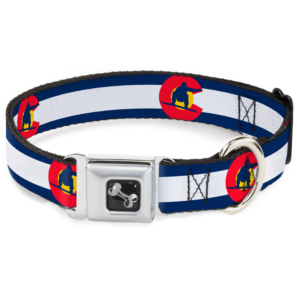 Dog Bone Seatbelt Buckle Collar - Colorado Flag/Snowboarder Blue/White/Red/Yellow Seatbelt Buckle Collars Buckle-Down