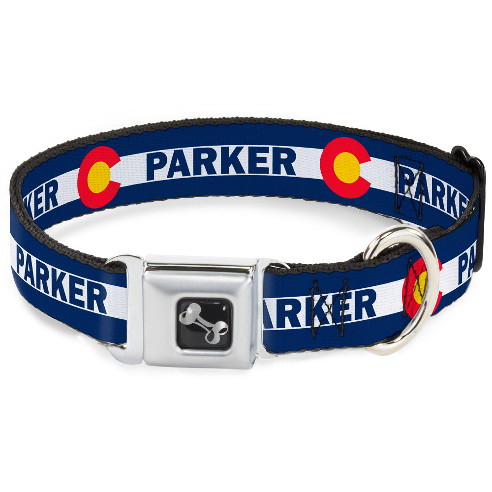 Dog Bone Seatbelt Buckle Collar - Colorado PARKER Flag Blue/White/Red/Yellow Seatbelt Buckle Collars Buckle-Down